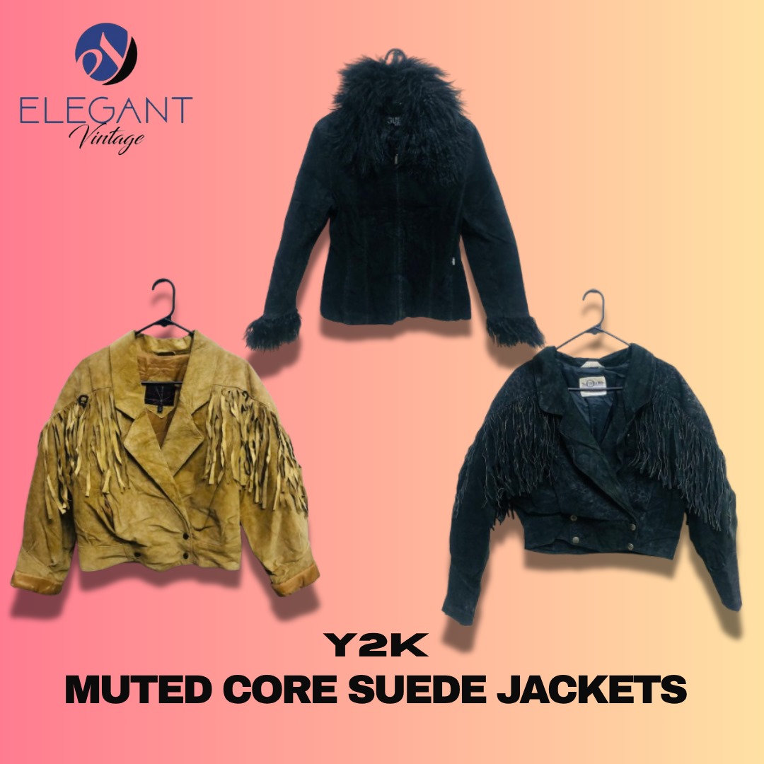Y2K Muted Core Suede Jackets - EV1239