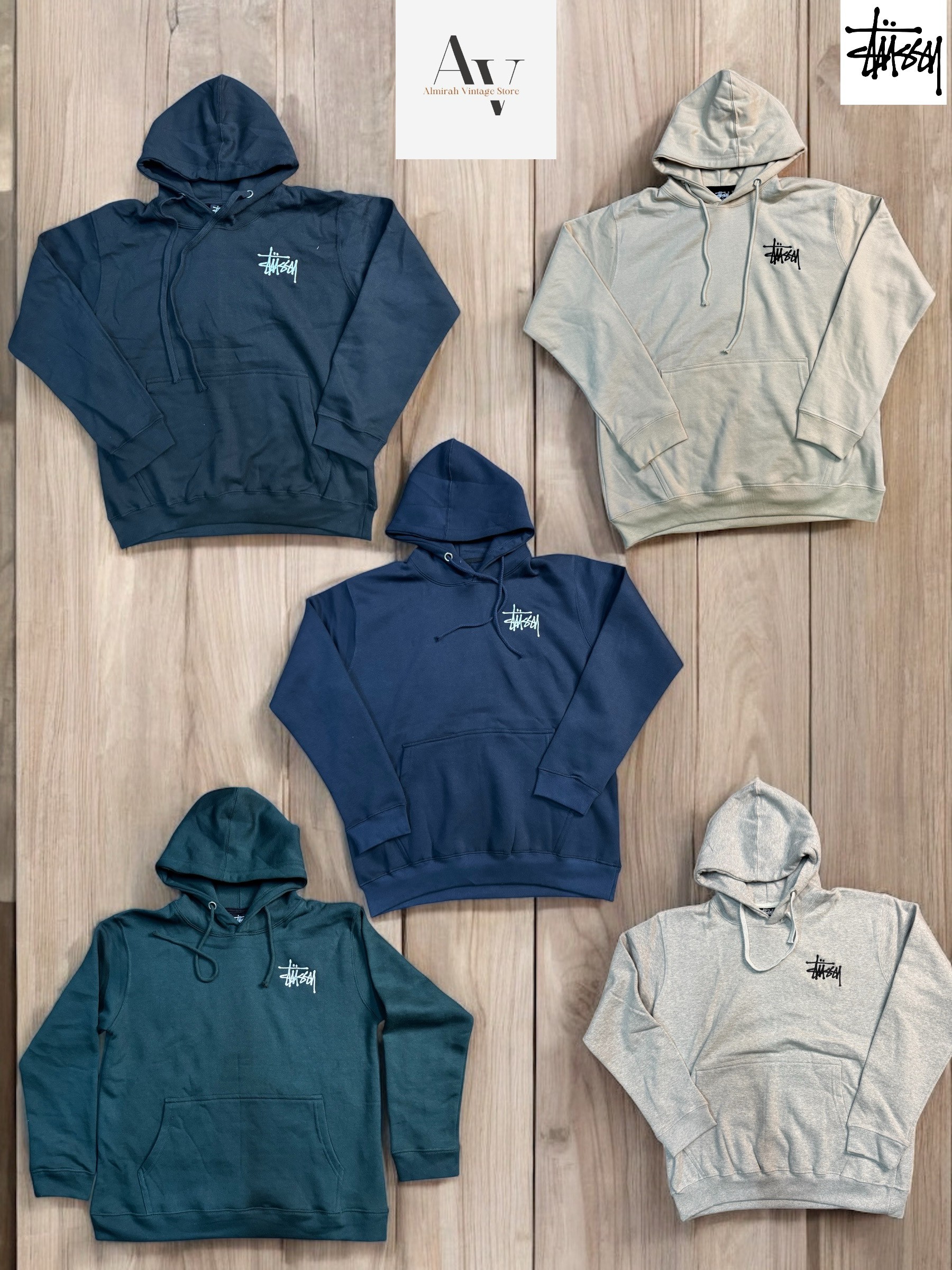 Stussy rework style broderie polaires sweatshirts à capuche