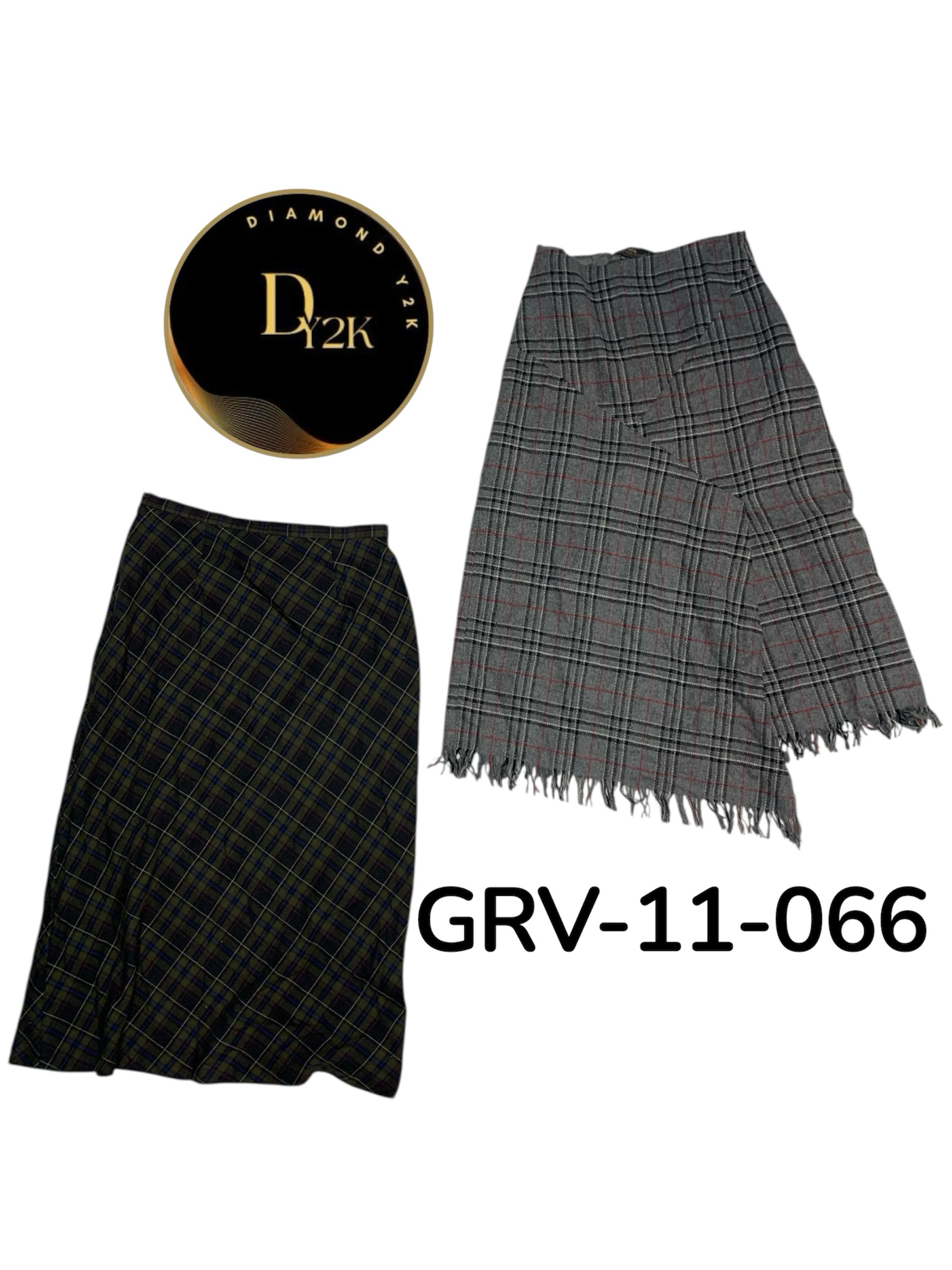 Y2K ハイエンドウールスカート – クラシックヴィンテージエレガンス (GRV-11-066)