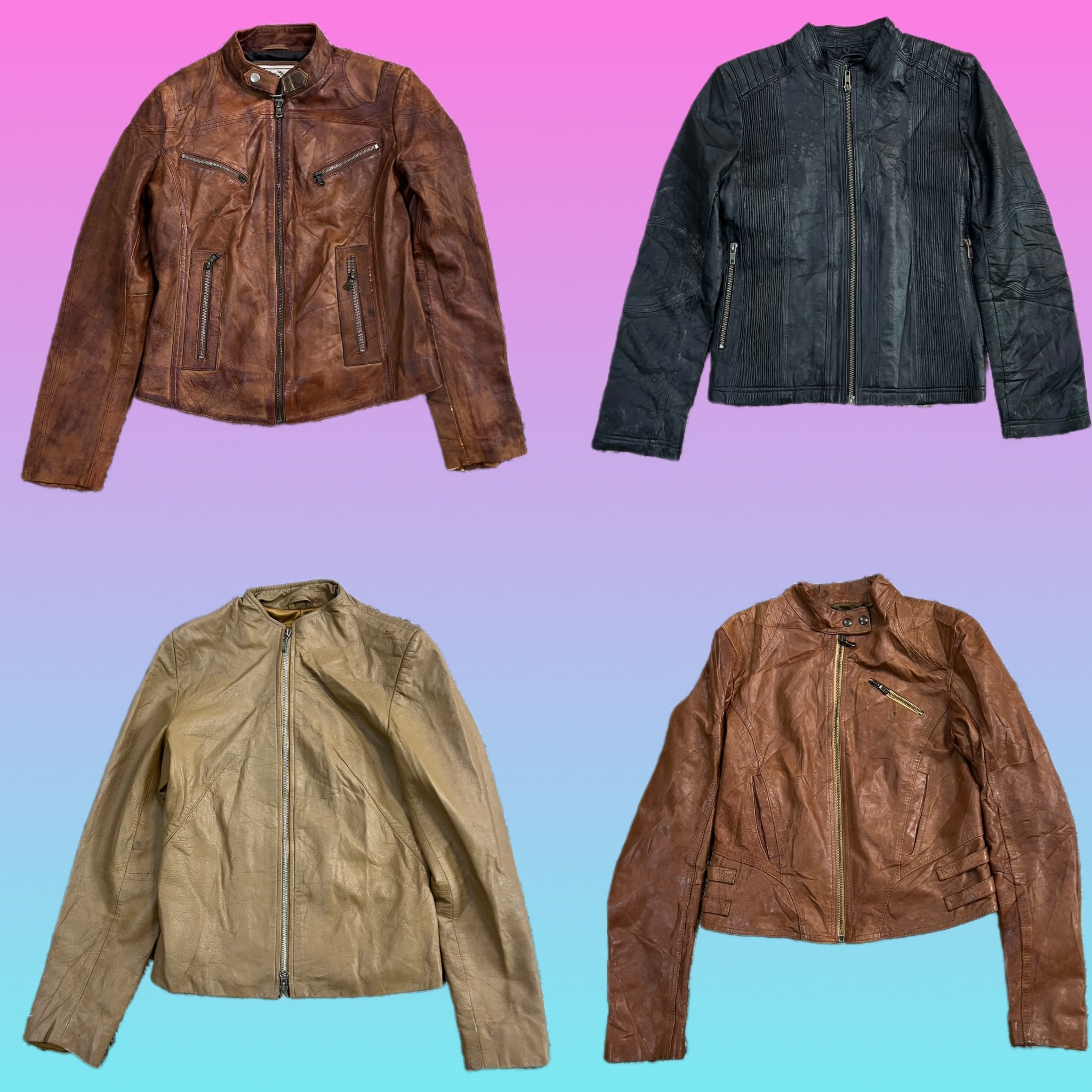 Chaqueta de cuero Bine de los 90 Y2K (TH-080)