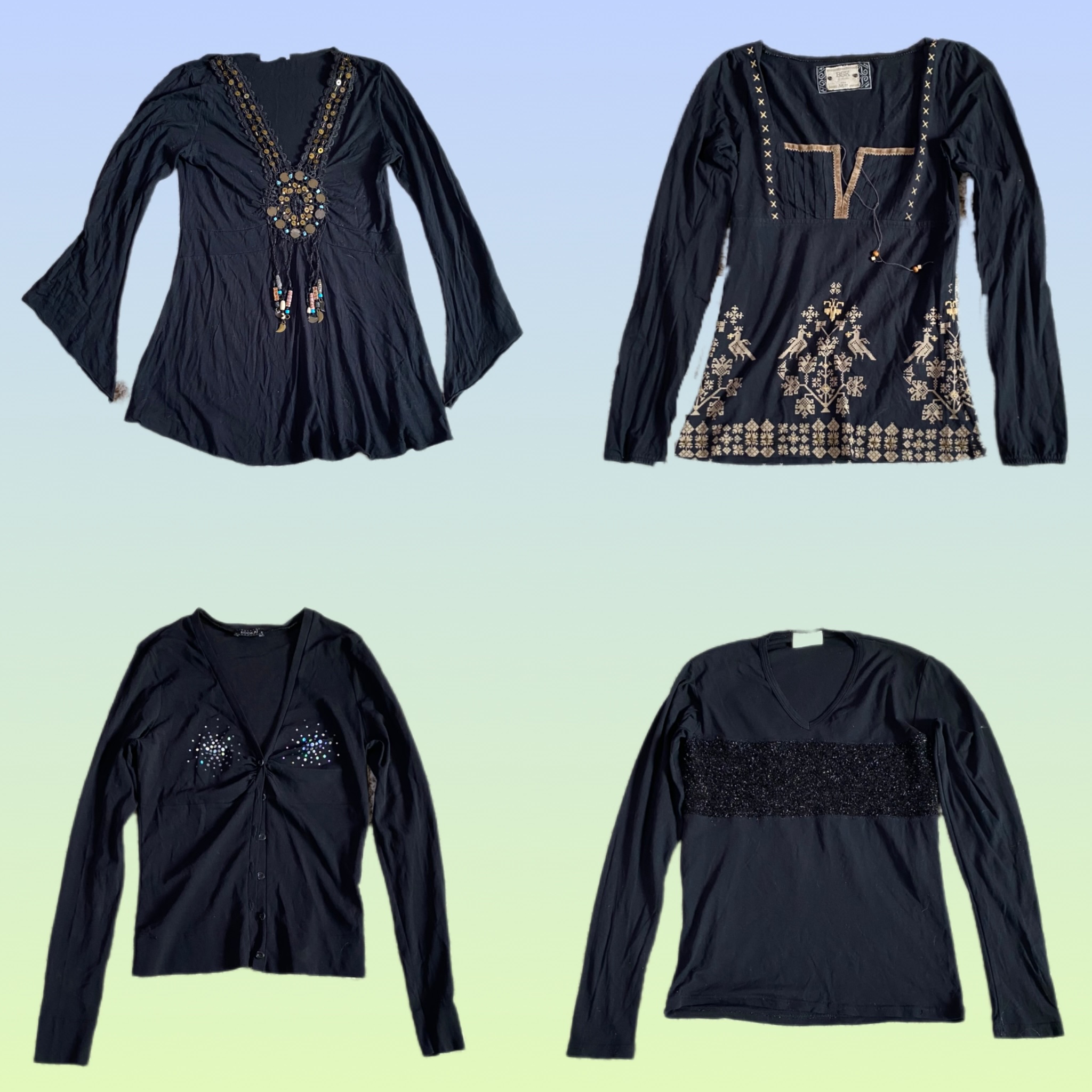 Tops de Malla Negra Y2K (TS-1432)