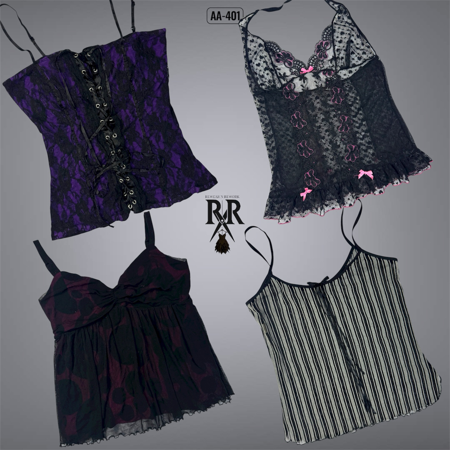 Y2K Black Gothic Cami Tops (AA-401)