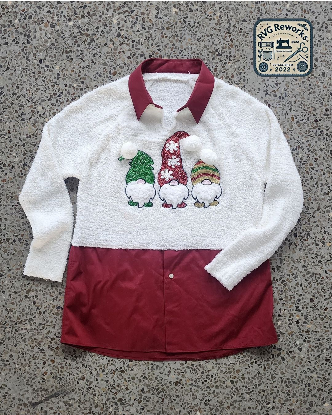 Chemise de re- travail de gnome festif upcyclé