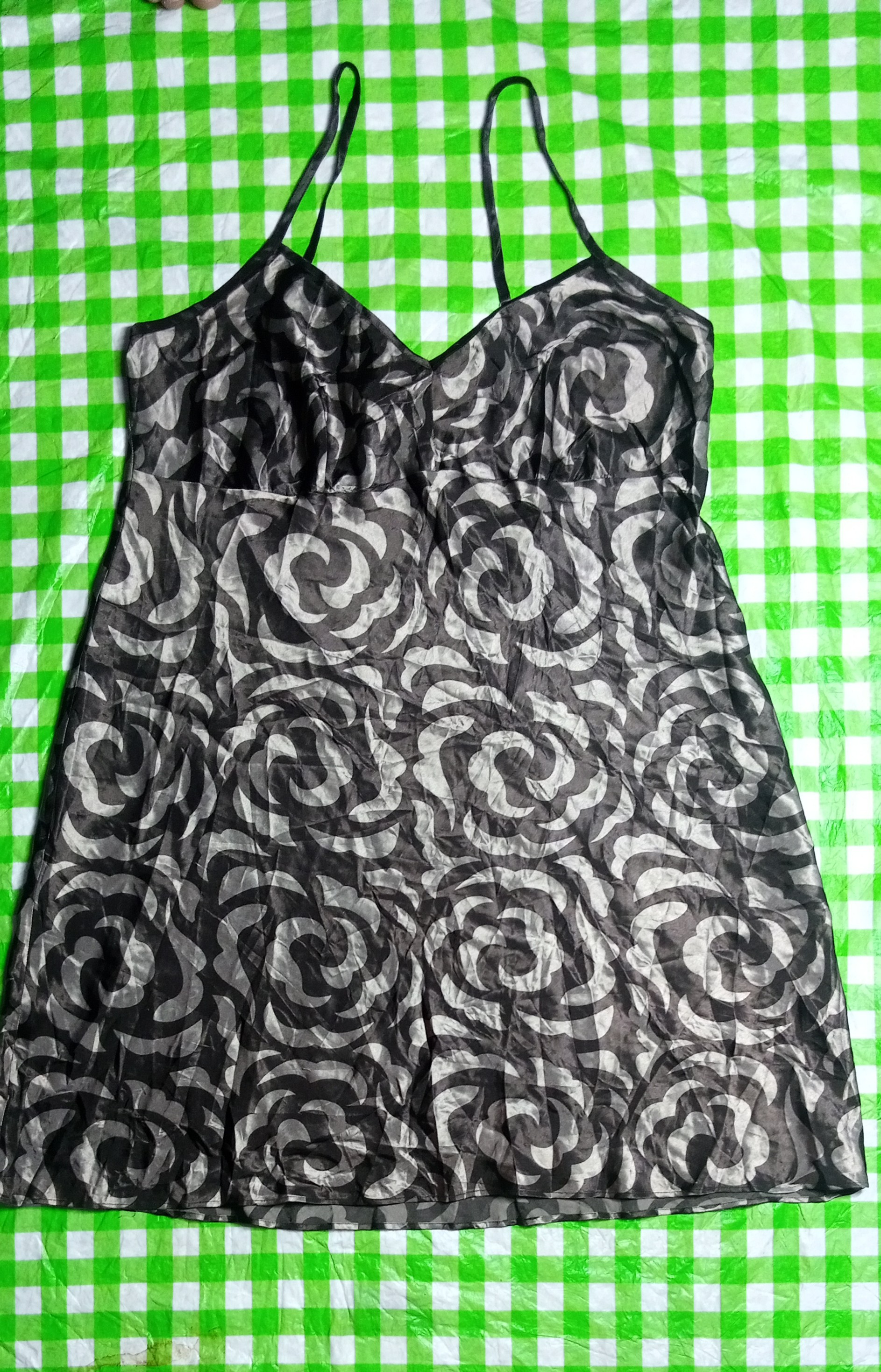 SR#019, Y2K カッティー シルク ミディドレス