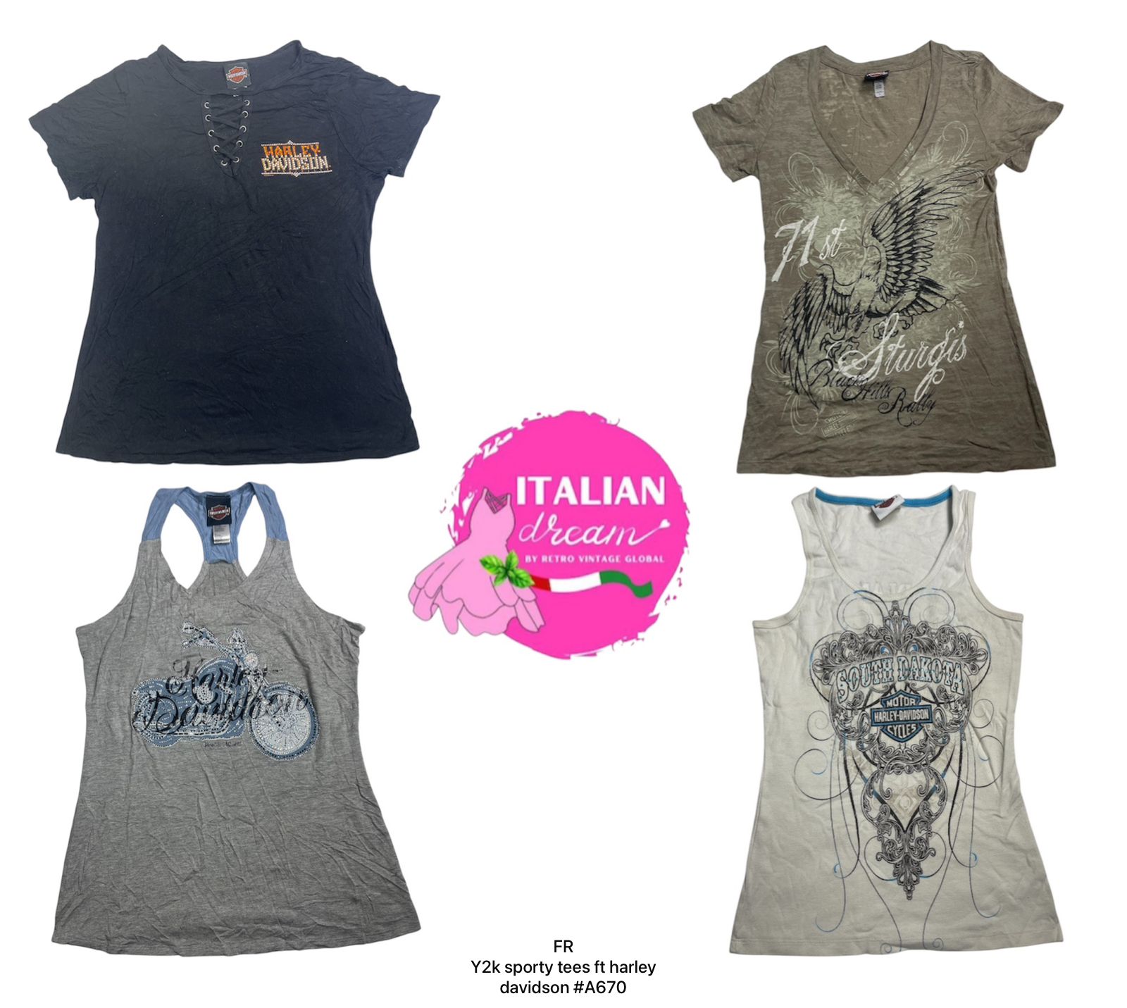 Y2k sporty tees ft harley davidson