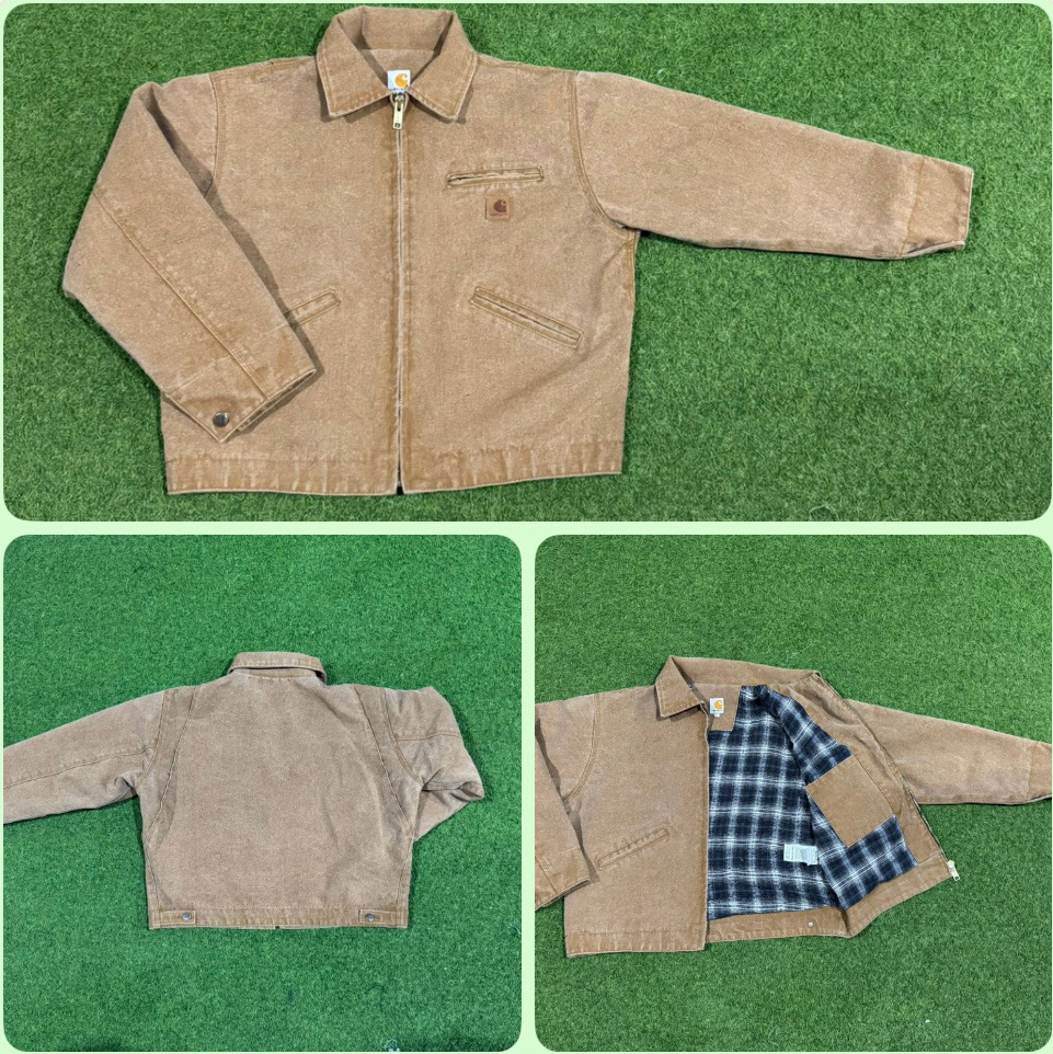 Rework style acid wash carhartt detroit brown jackets