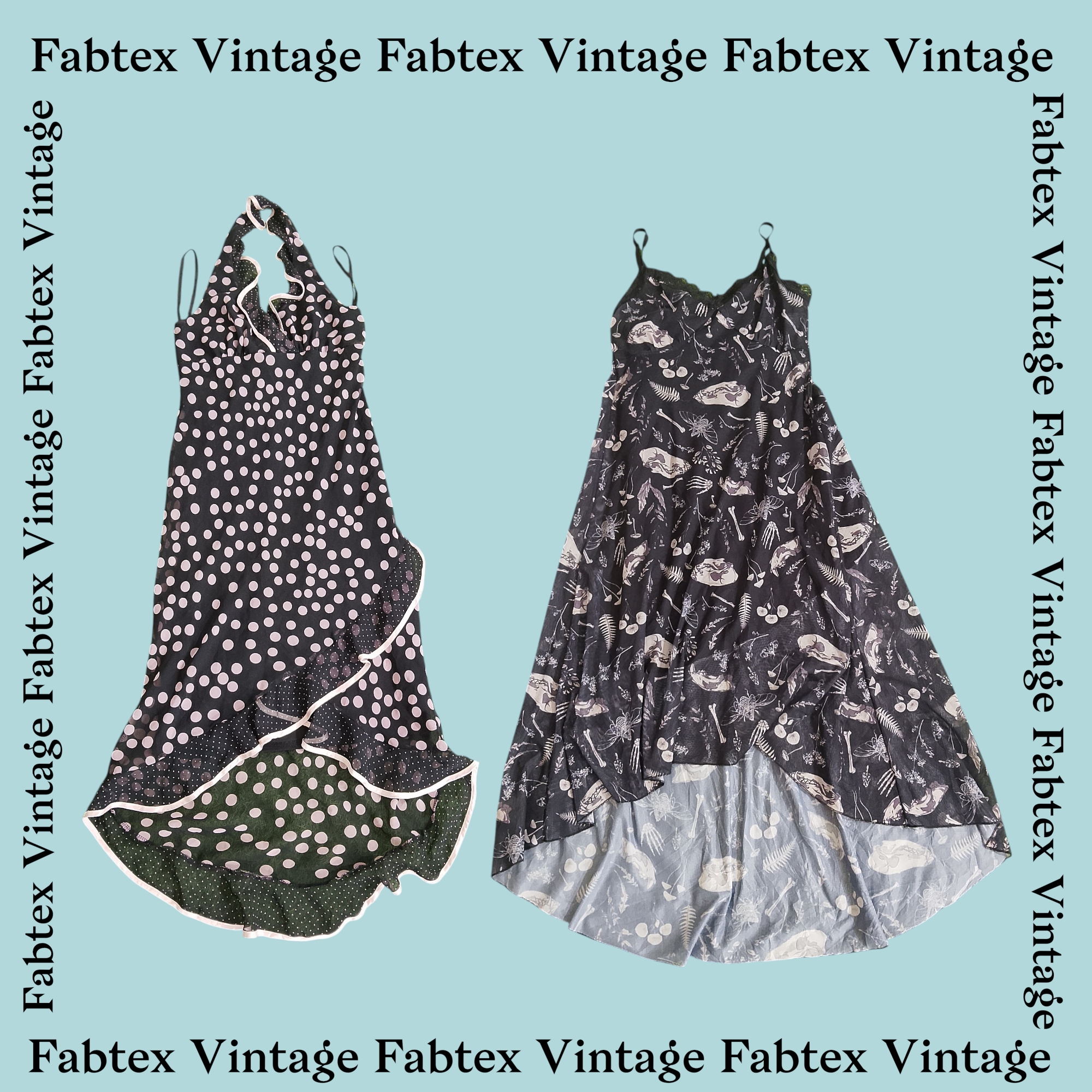 (FV-434) Y2K Aesthetic Black Printed Dress