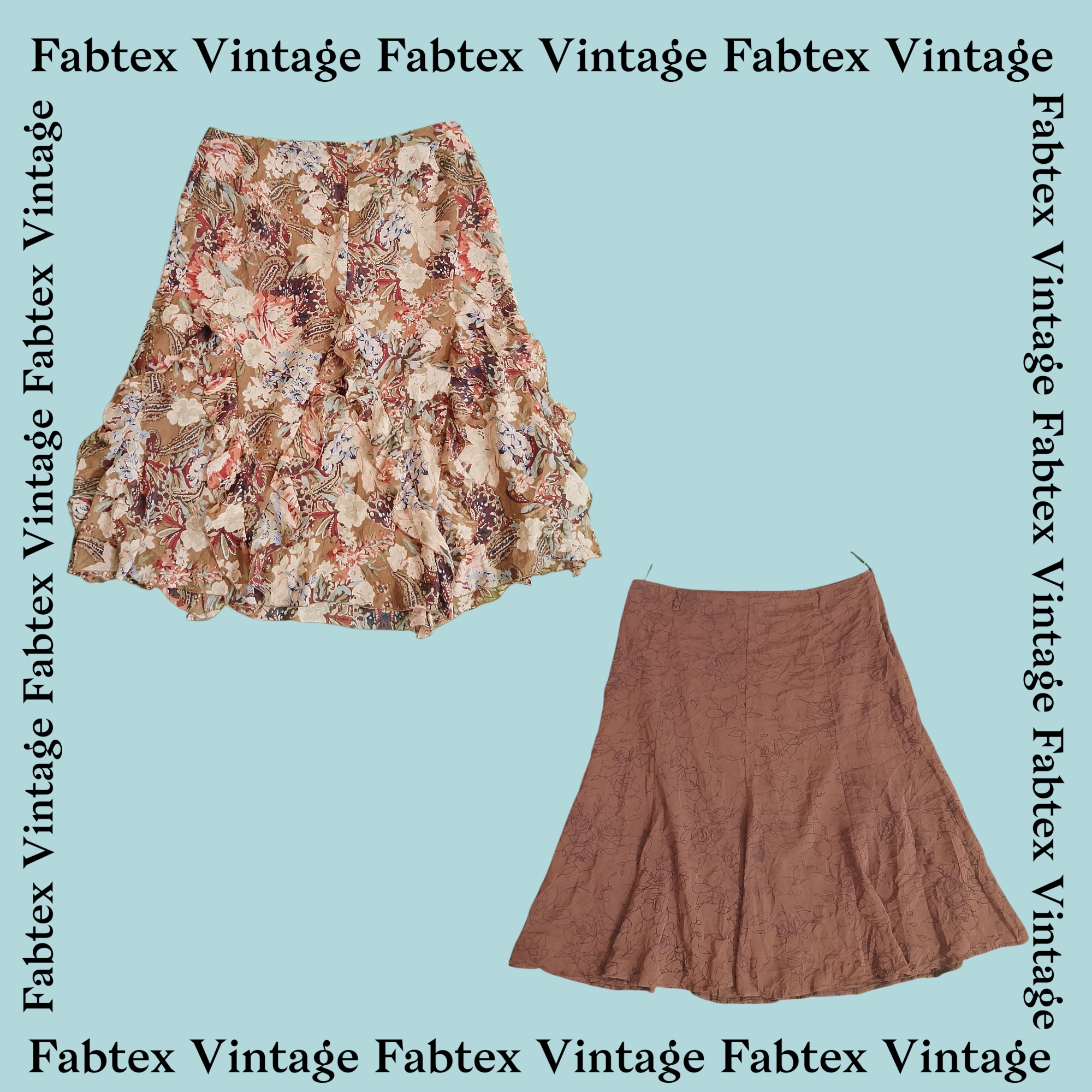 (FV-427) BOHO Fairy Brown Printed Summer Skirts