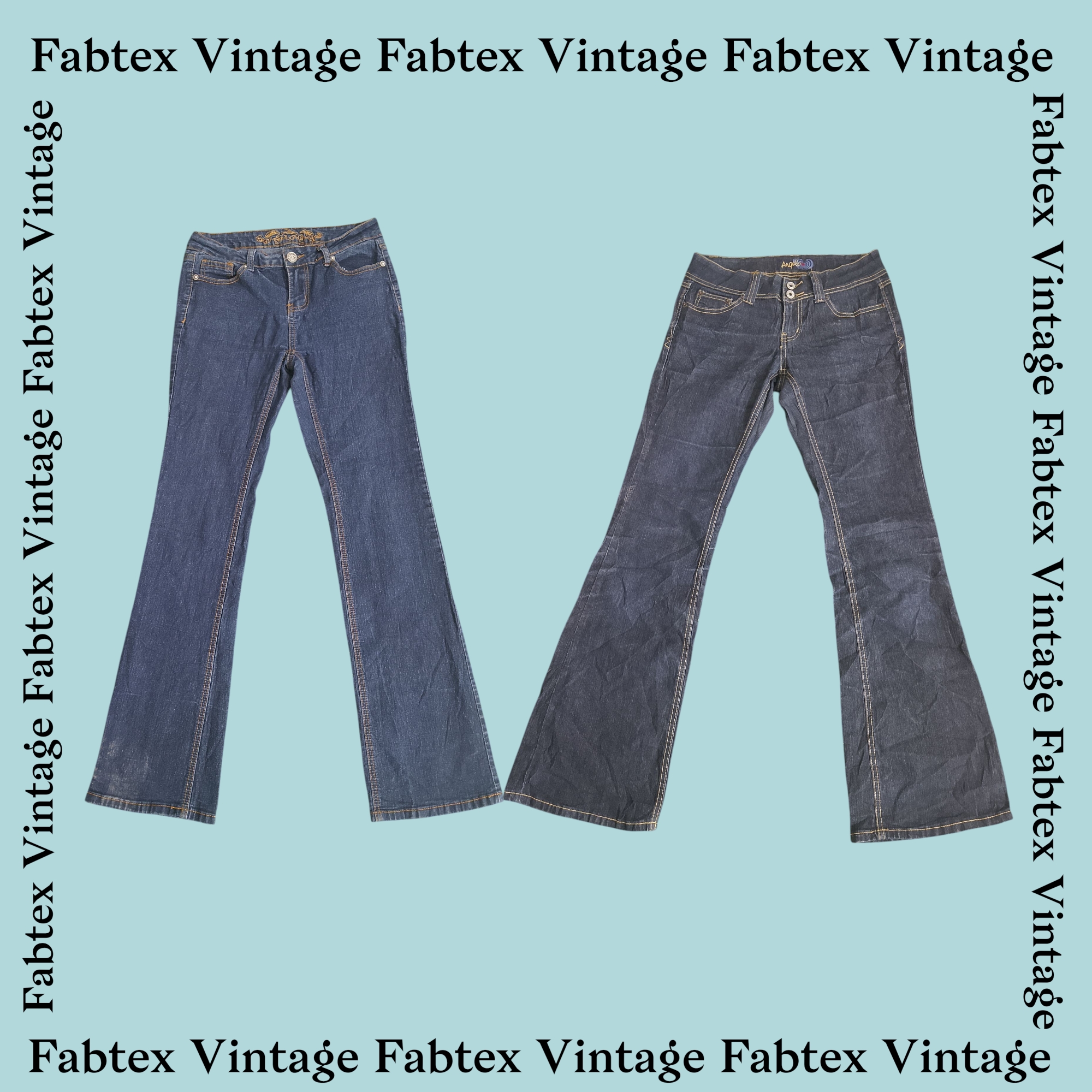 (FV-417) Y2K Denim Flared Jeans