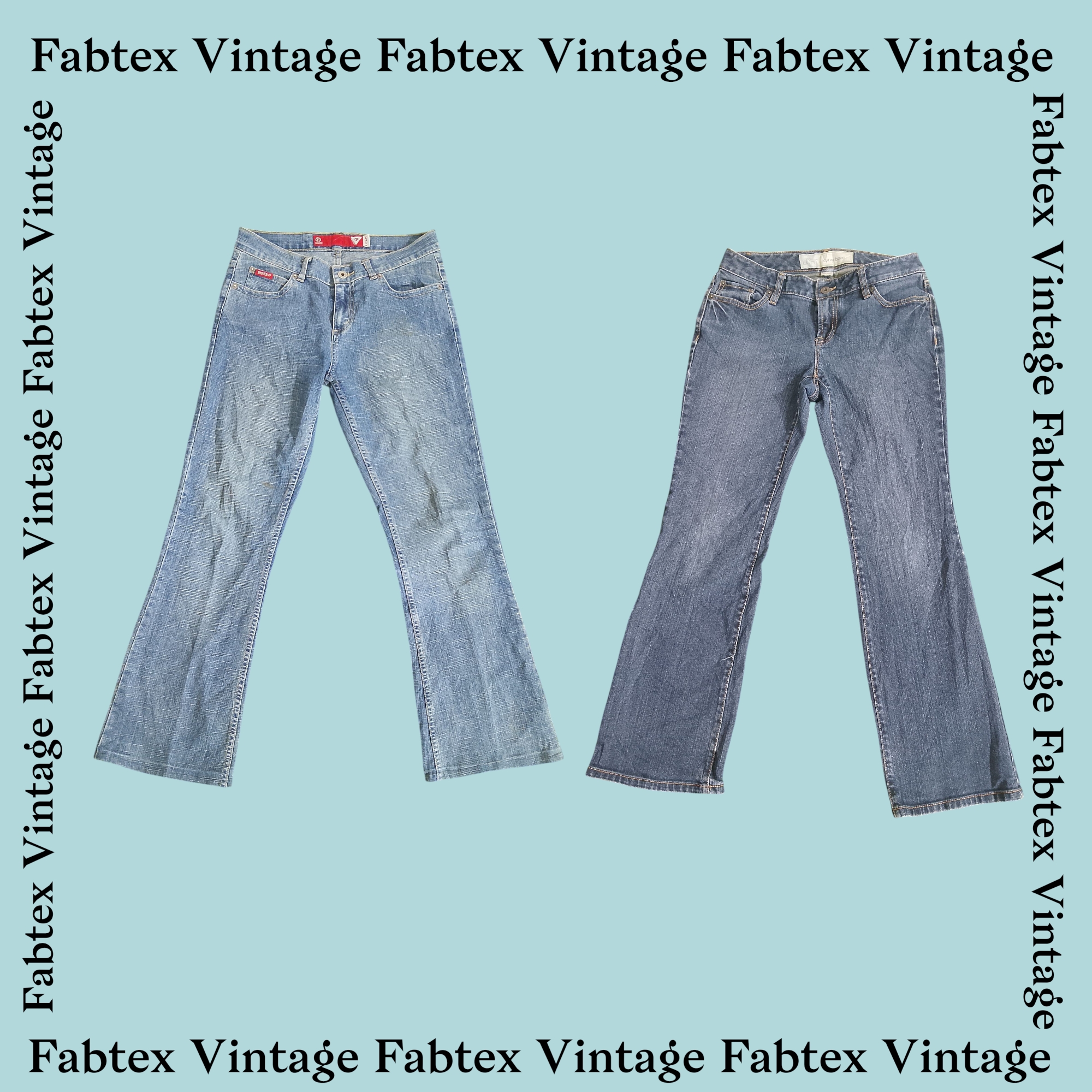 (FV-413) Jeans Flare Decorados de Cintura Alta Y2K