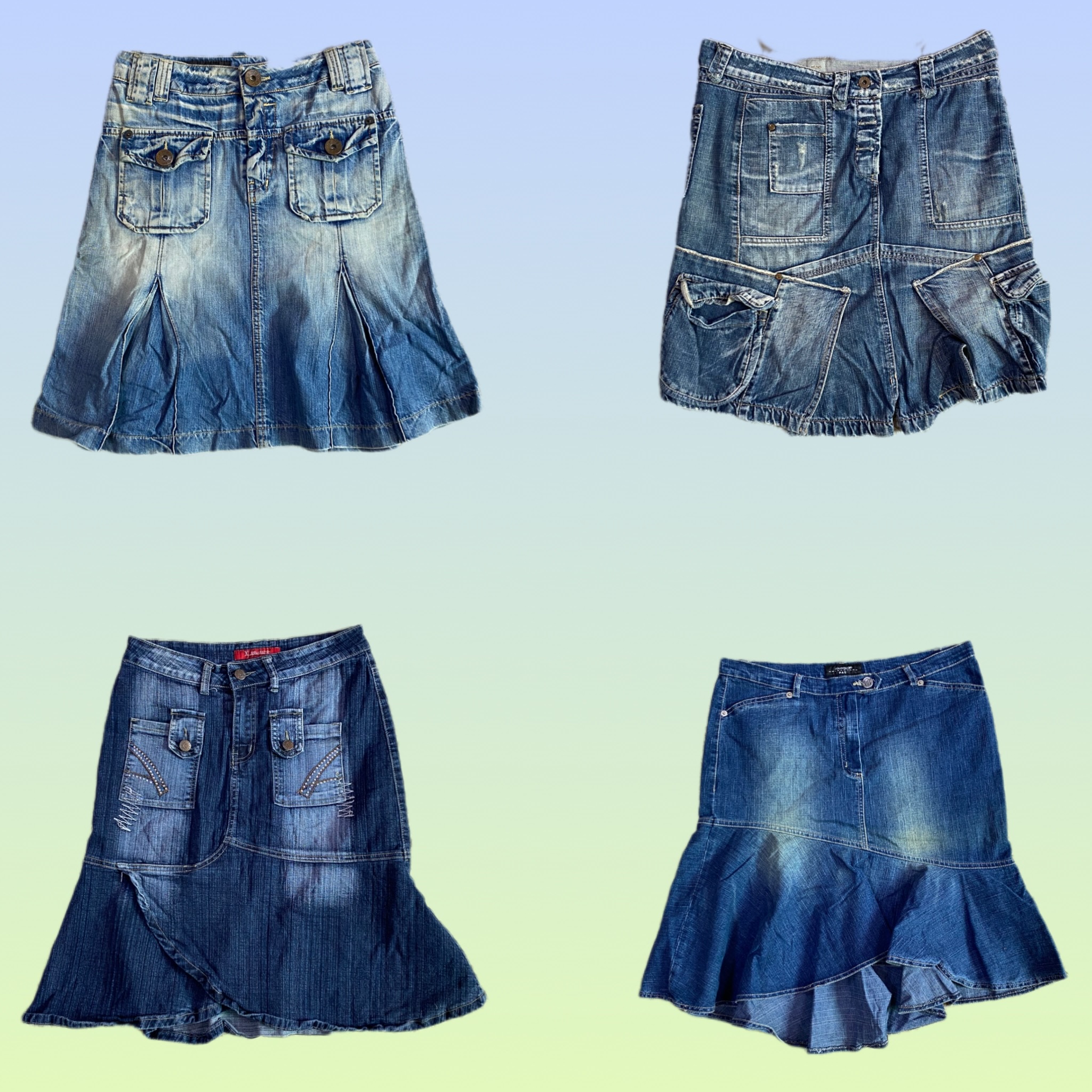 Jupes midi en denim de l'ère Brithney Y2K (TS/1448)