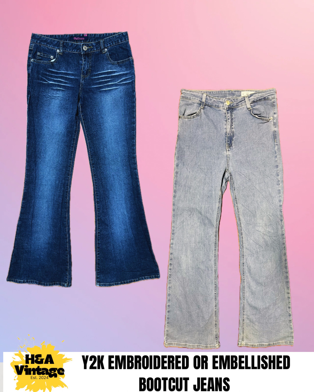 JEANS BOOTCUT BORDADOS OU ENFEITADOS Y2K