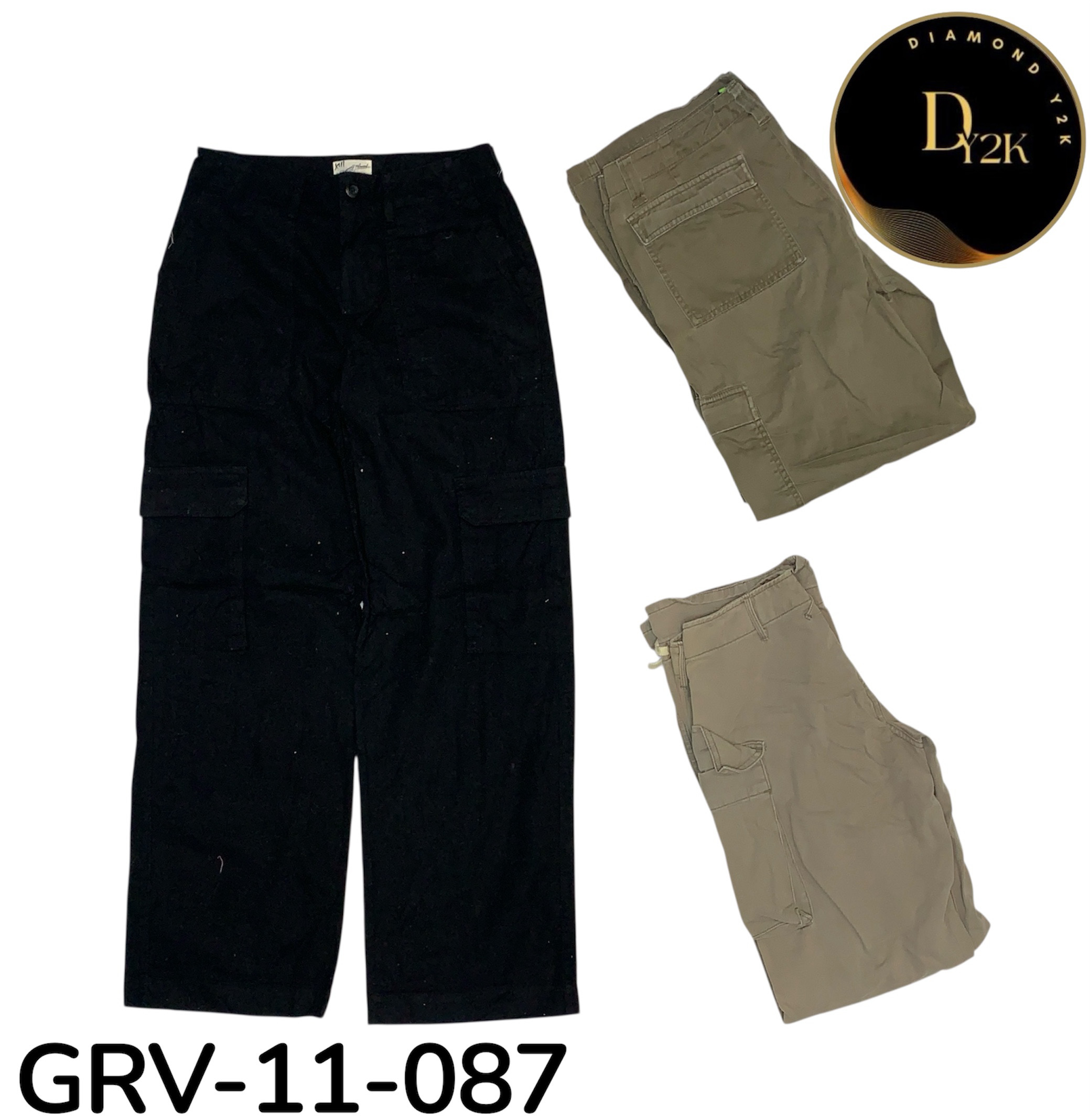 Pantalons cargo à jambes larges Y2K – Vibes streetwear rétro (GRV-11-087)