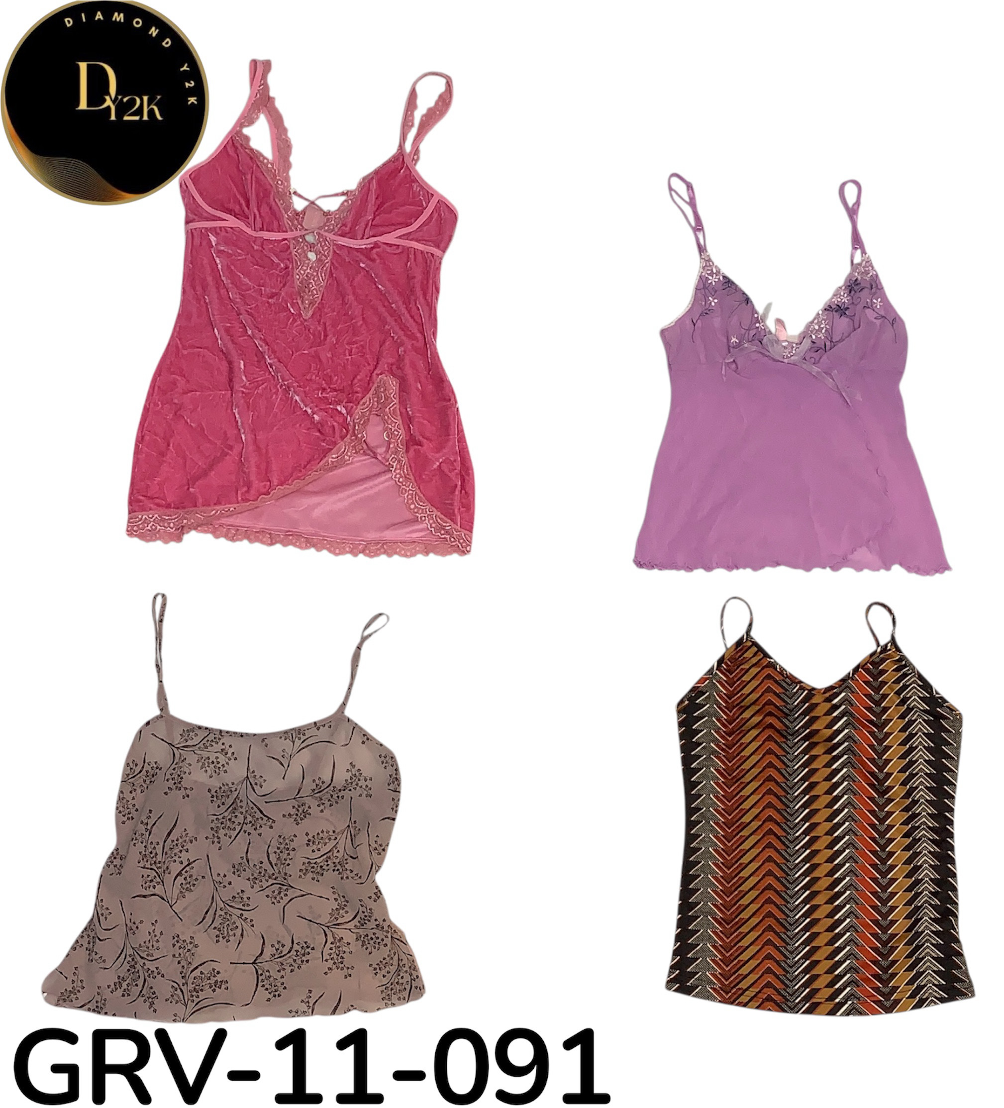 Débardeur en soie Y2K – Look de fête emblématique des années 2000 (GRV—11-091)