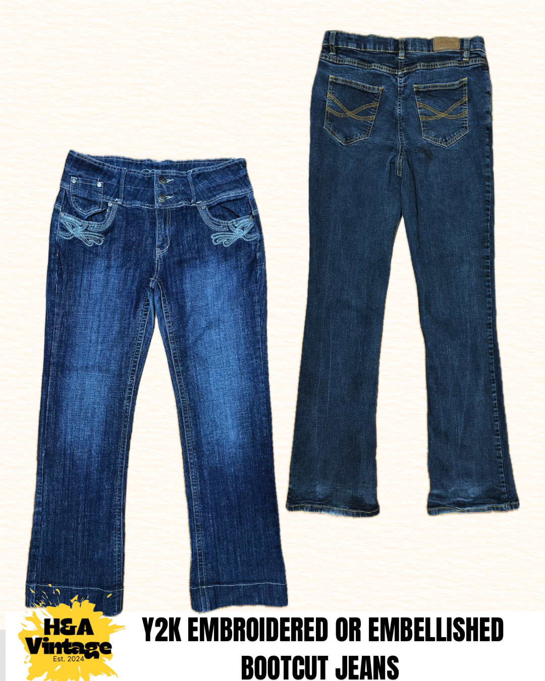 JEANS BOOTCUT BORDADOS OU ENFEITADOS Y2K