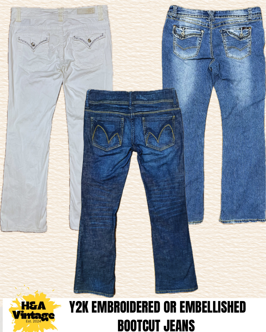 JEANS BOOTCUT BORDADOS OU ENRIQUECIDOS Y2K