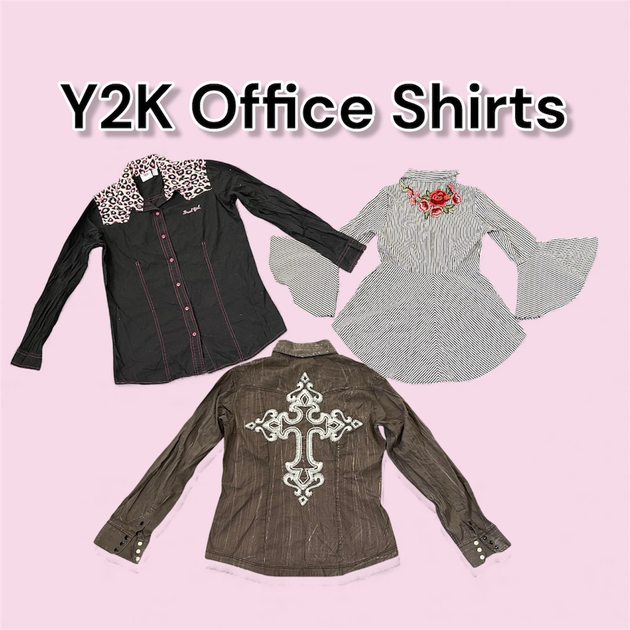 Y2K Grunge Fitted Button-up Shirts
