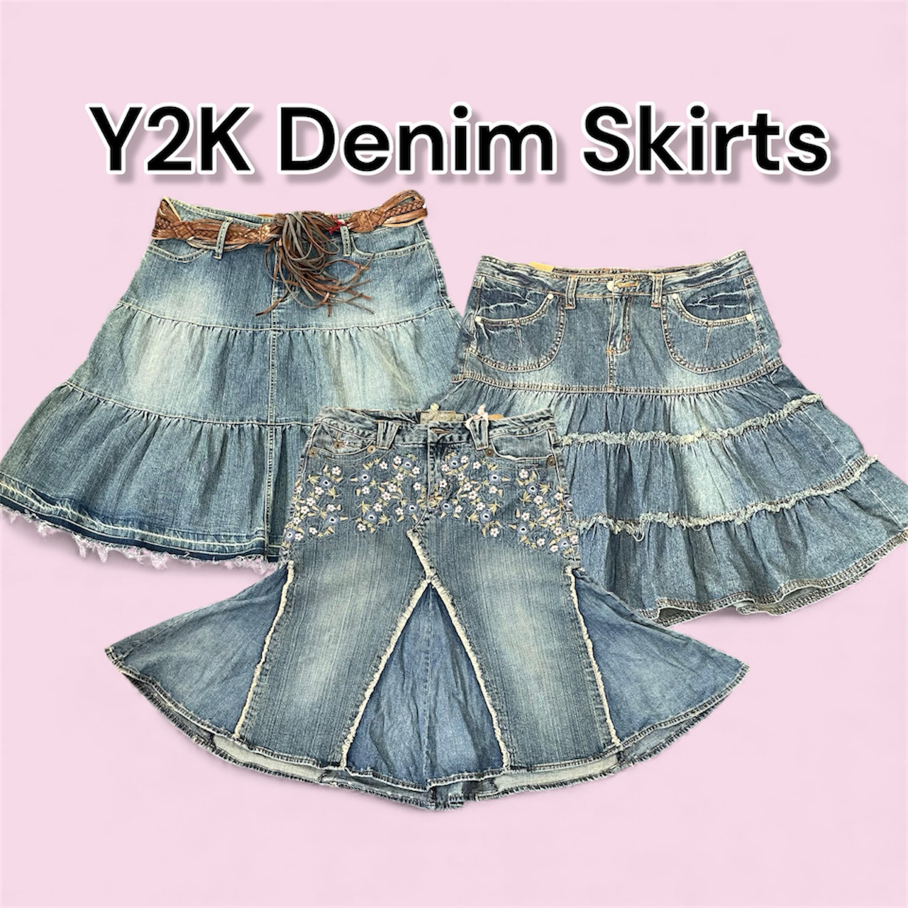 Y2k Boho Jeansröcke