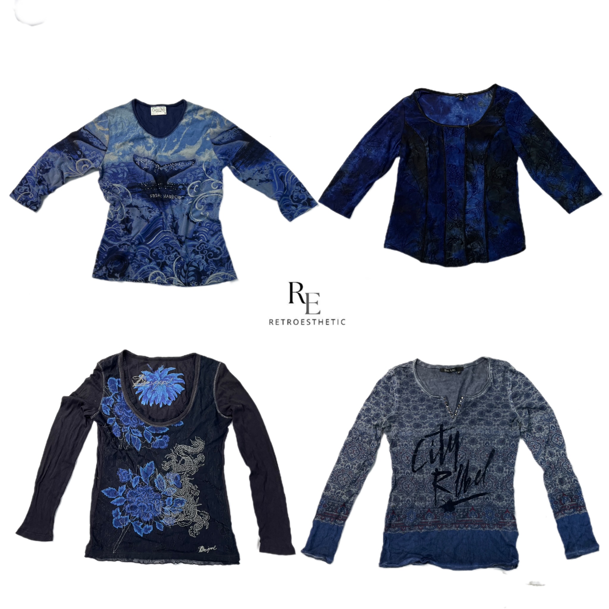 Y2K Cool Girl Bule Full Sleeves Tops Rw-1219