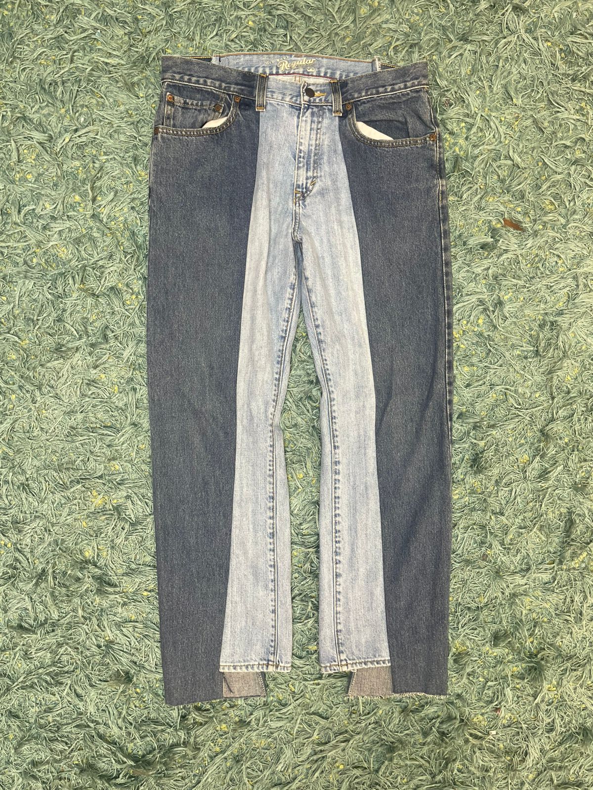 Upcycled Wide Leg Half N Half Pants