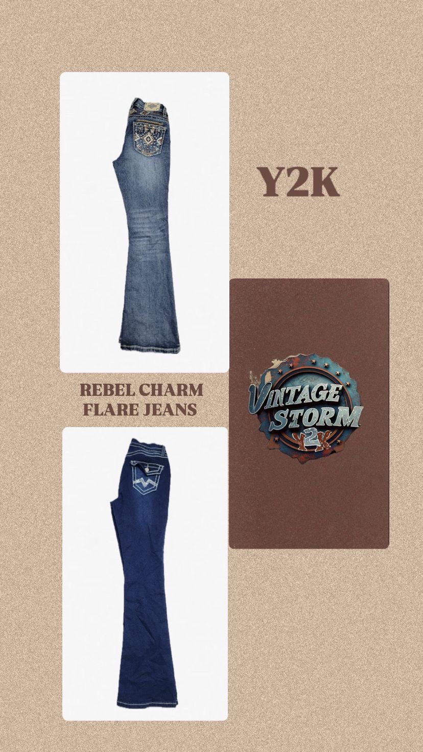 Jeans évasés en denim Y2K Cosmic Era