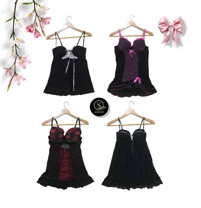 Black Rave Babydoll Tops