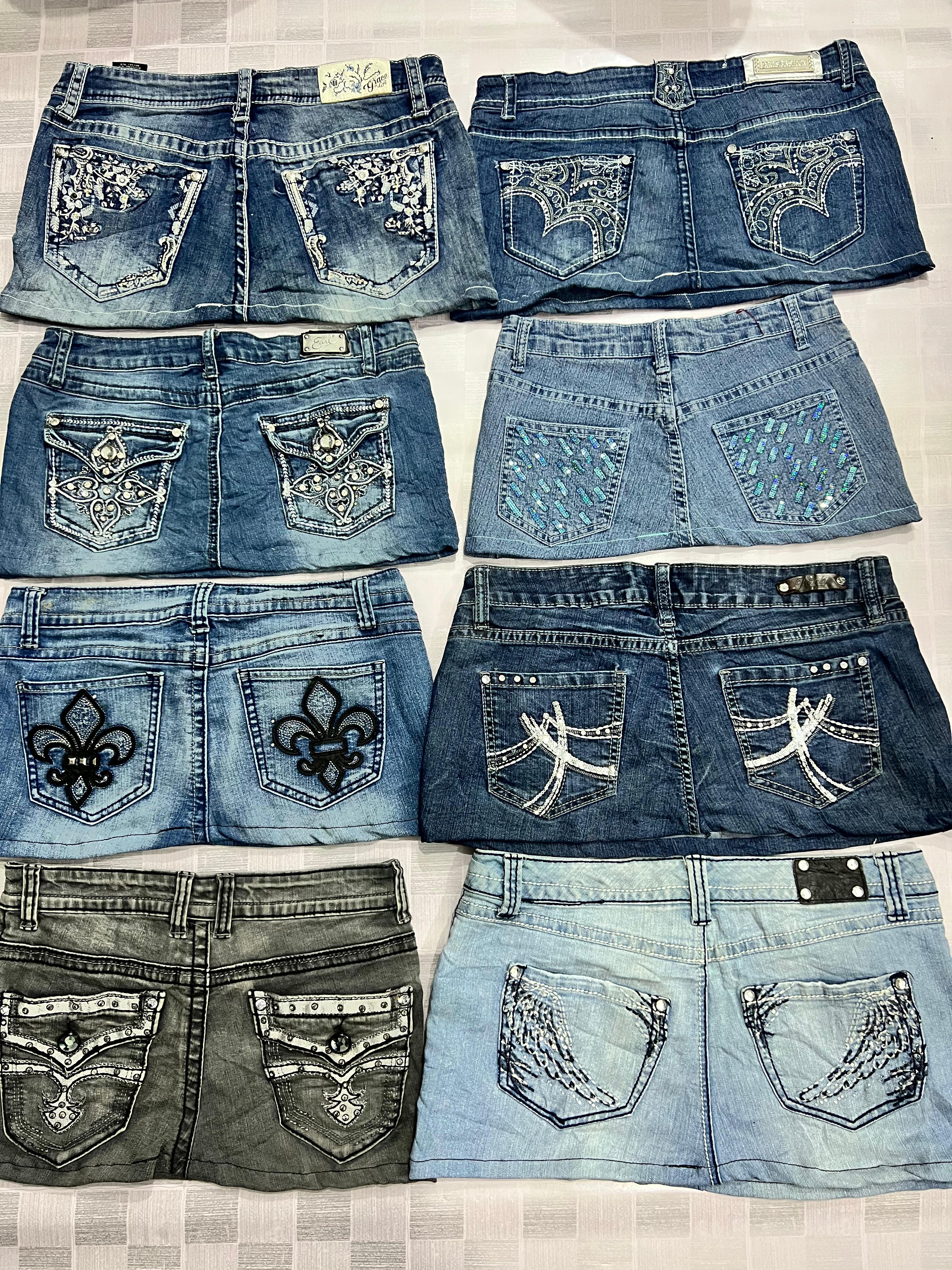 R182 Upcycled Damen Verzierte Mini-Röcke