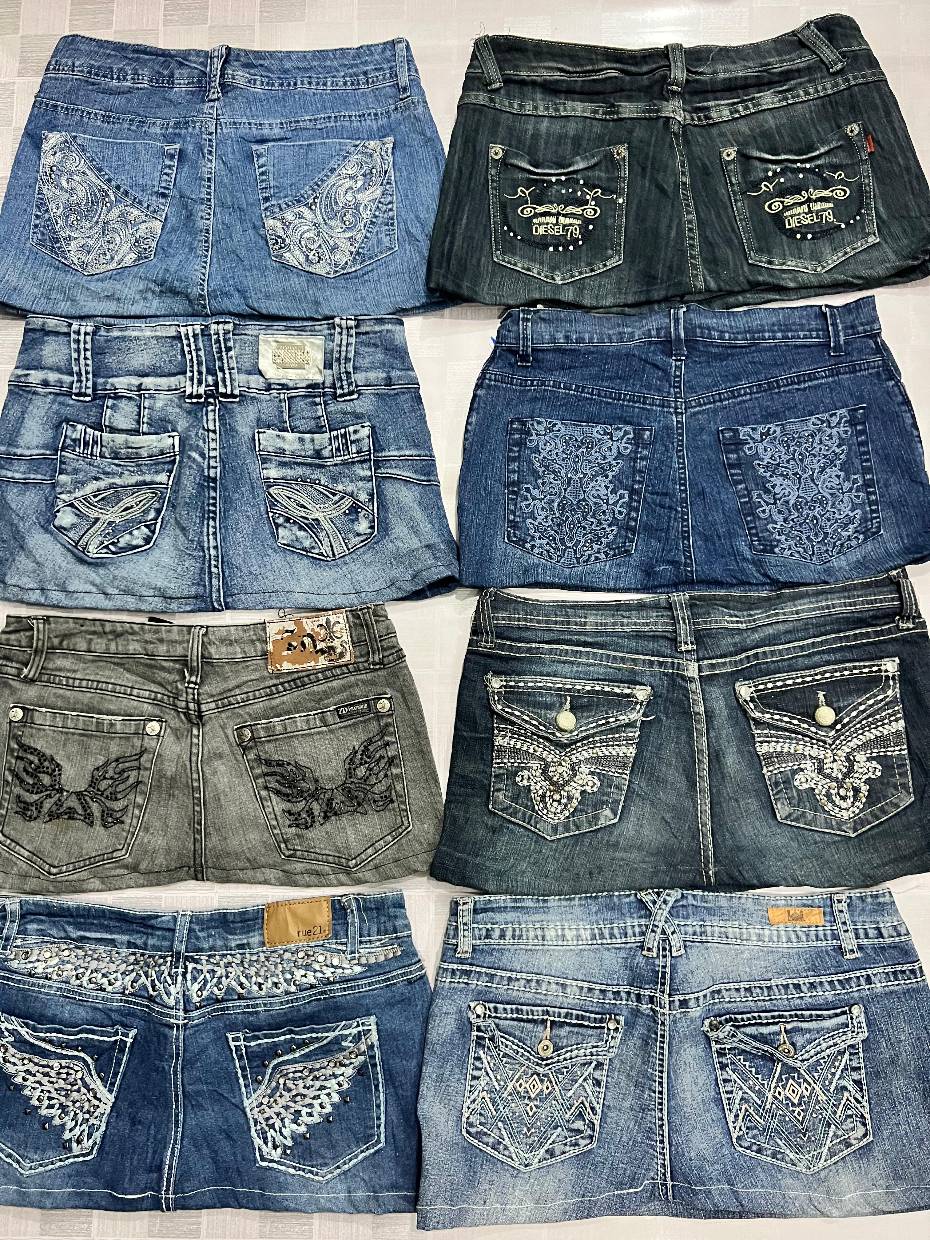 Saia Mini Bordada para Mulheres Upcycled R183