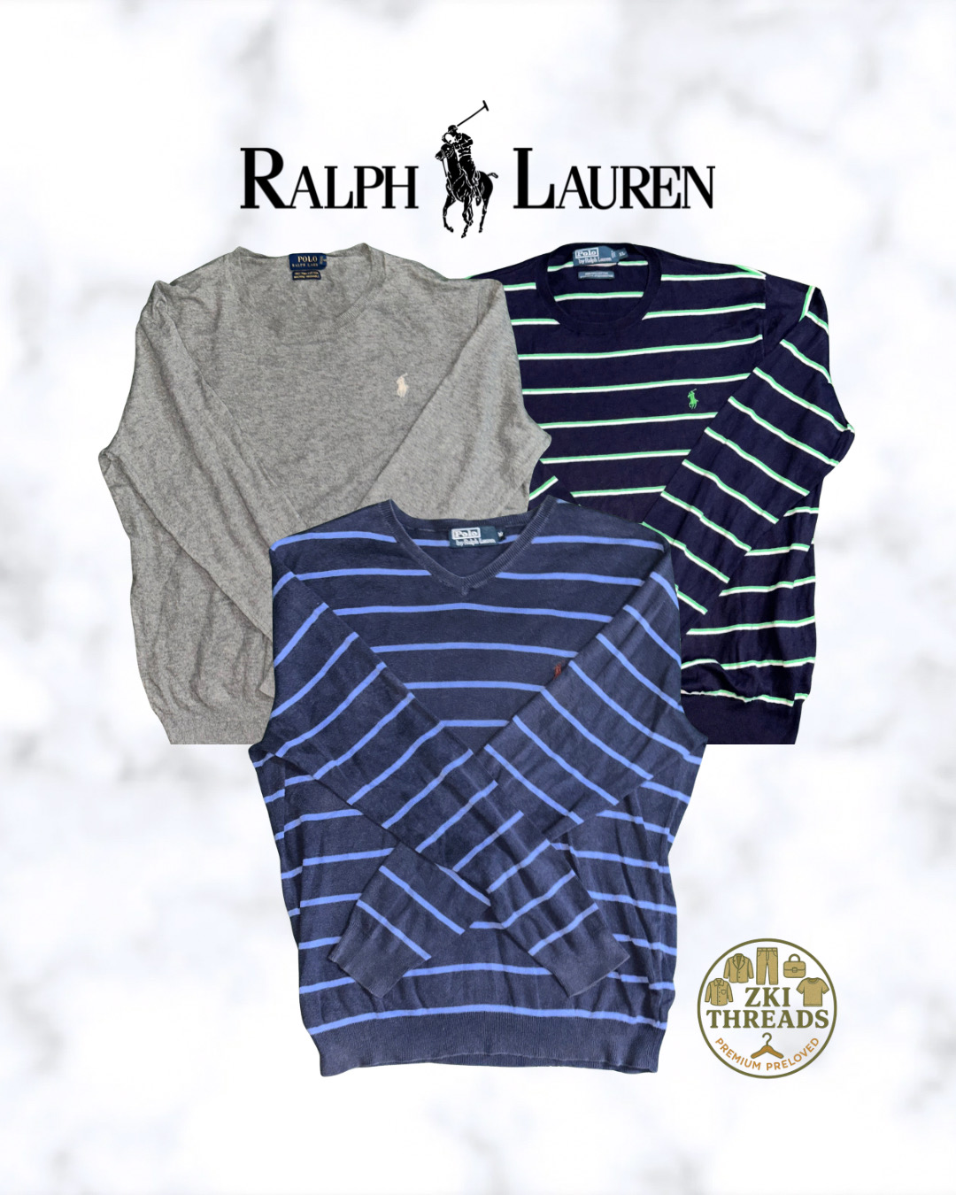 Pulls à col rond et à col en V Ralph Lauren (D39)