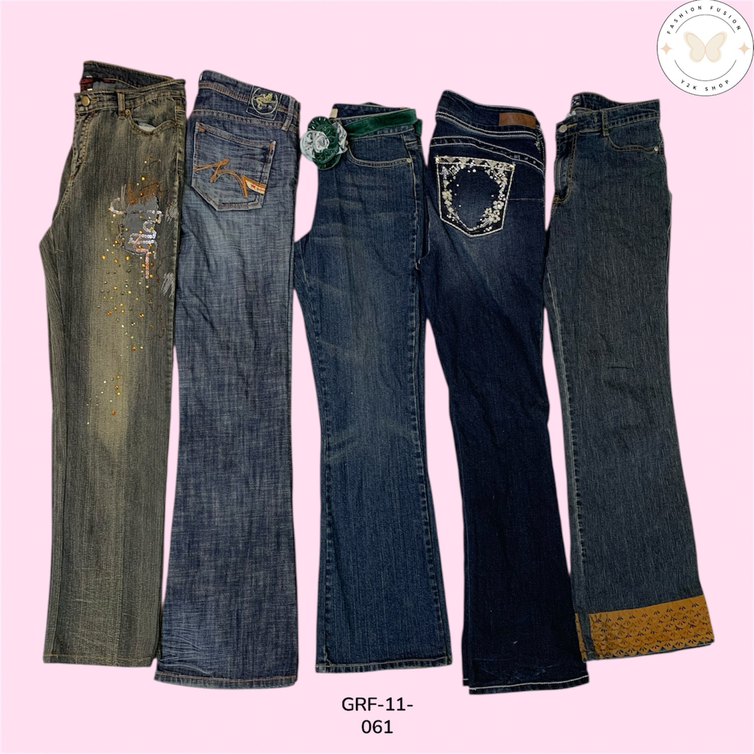 Jeans Bootcut Y2K – Visual Autêntico do Início dos Anos 2000 (GRF-11-061)