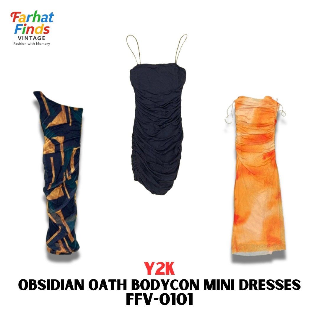 FFV-0101 Y2K OBSIDIAN OATH BODYCON MINI-KLEIDER