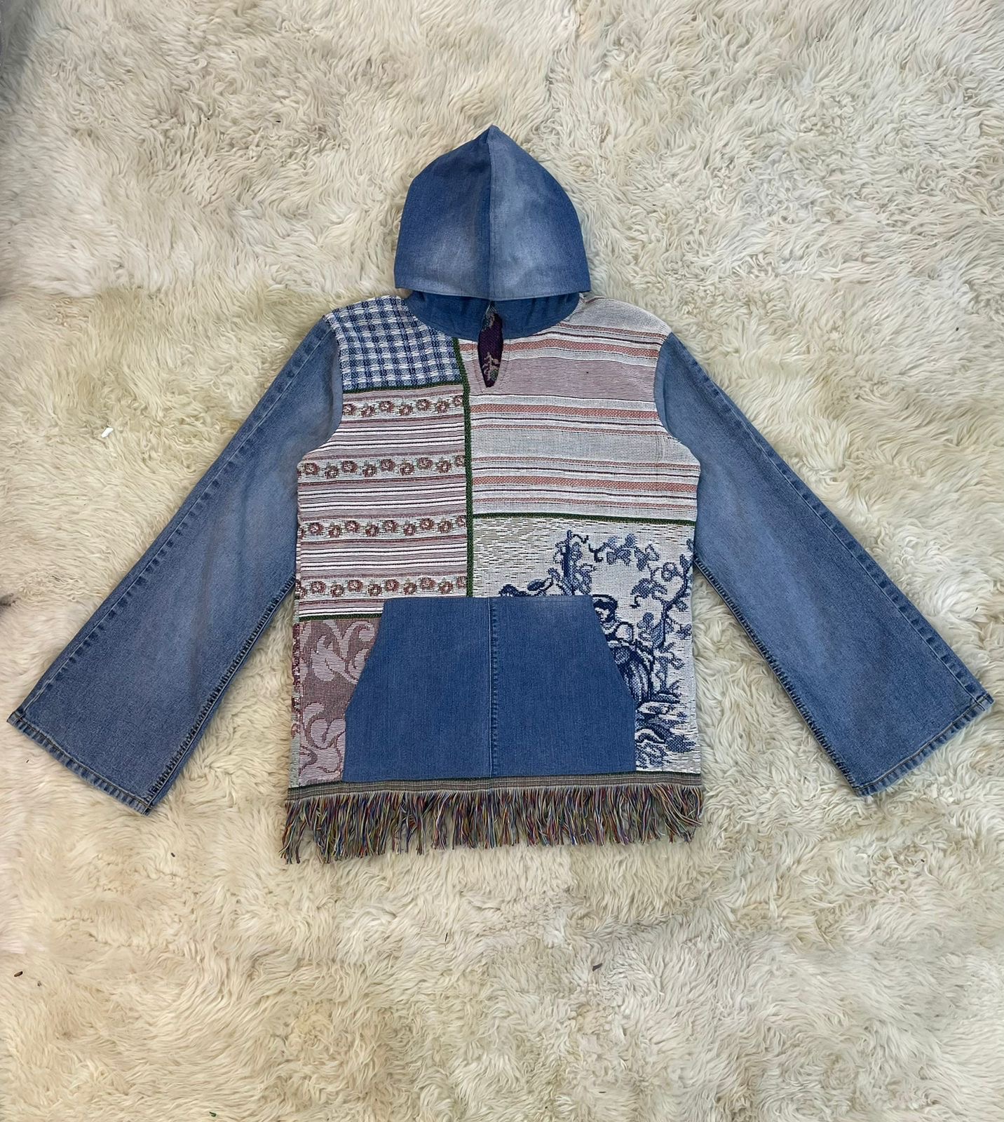 Upcycled Denim/Tapestry Hoodie