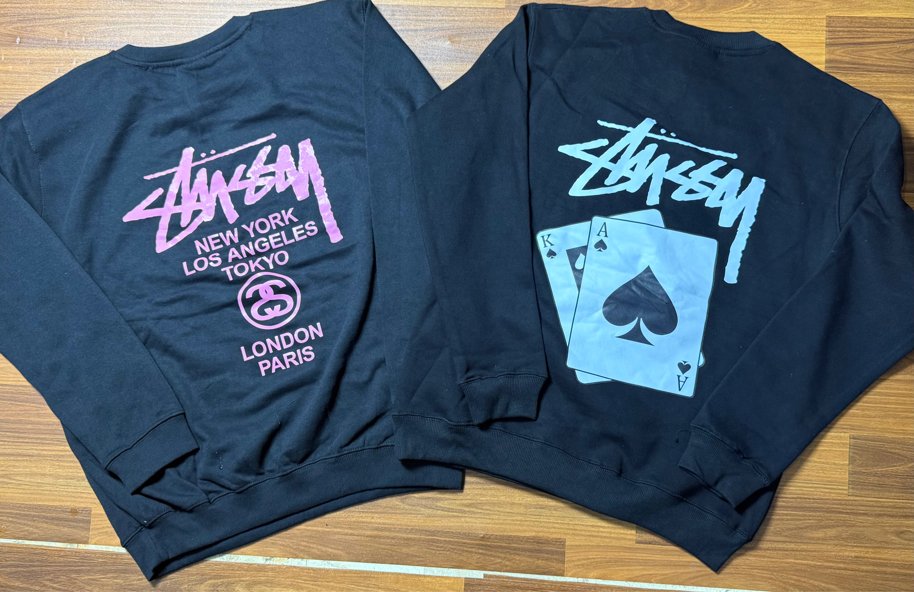 Stussy rework style world tour & pocker card sweatshirts
