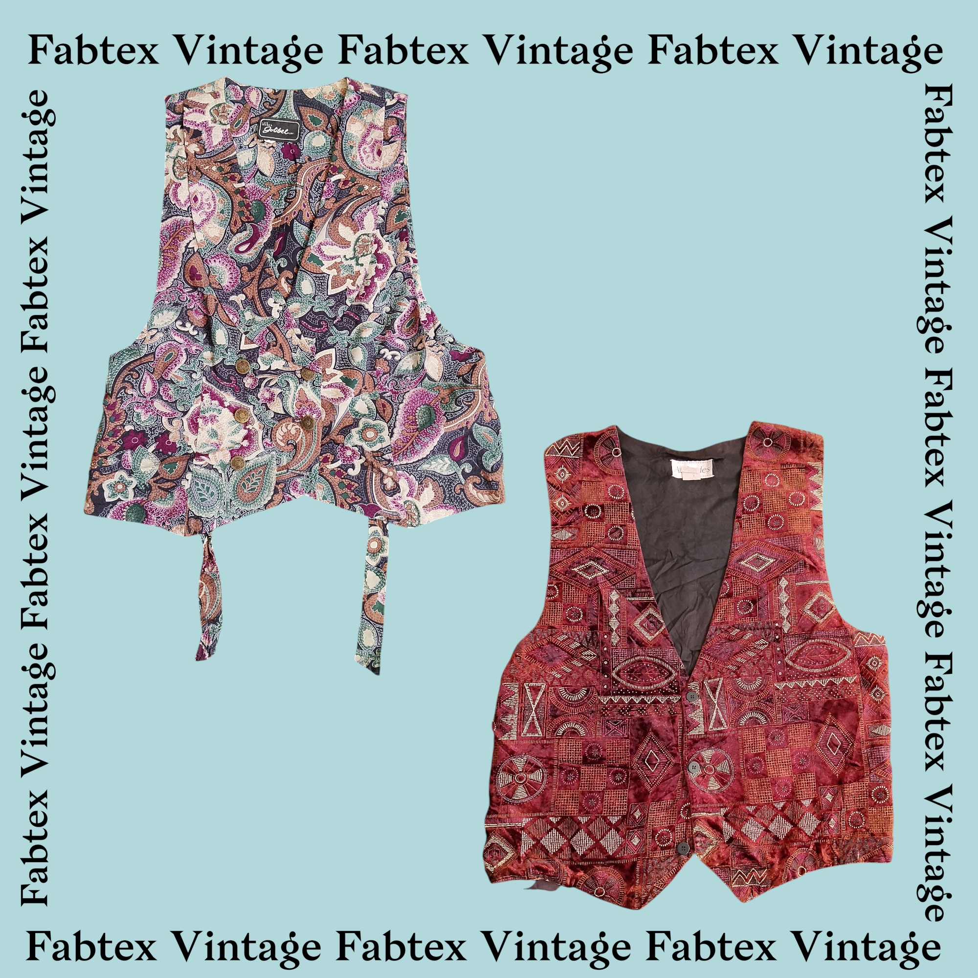 (FV-487) Y2K Printed  Unique Waistcoat