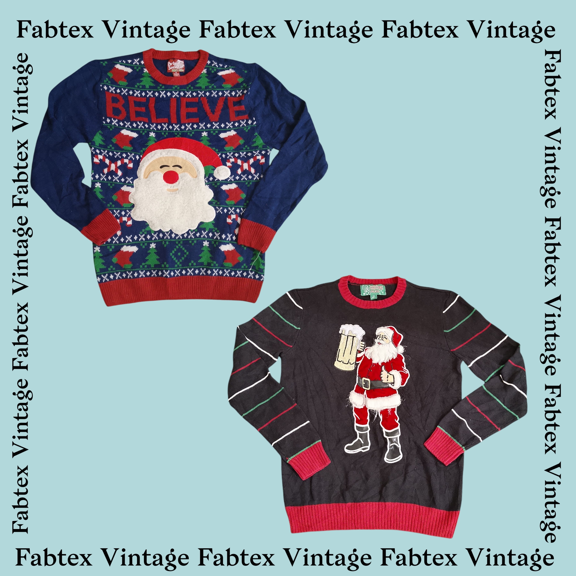 (FV-481) Christmas Santa Claus Print Knitwear Sweater