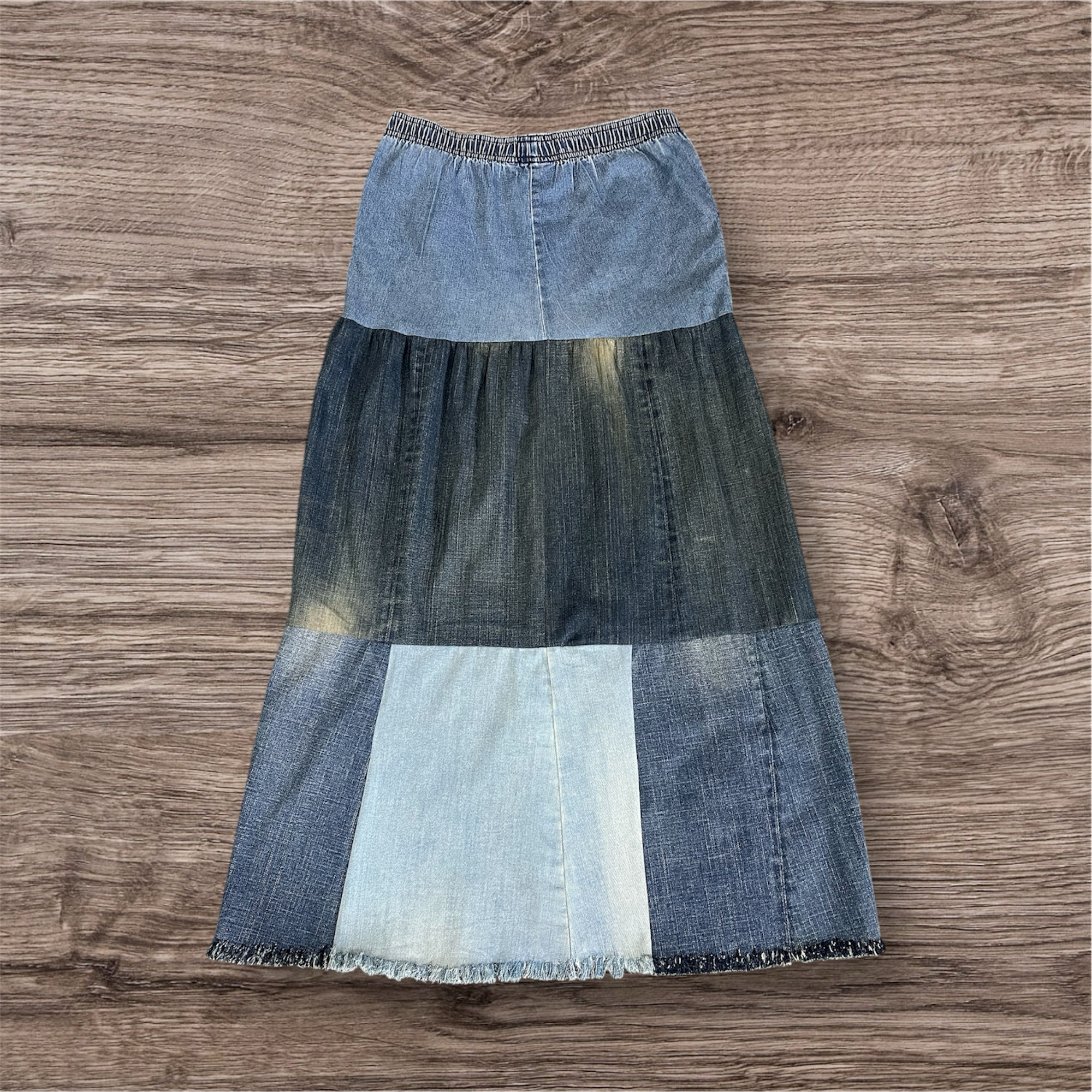 Fs-08 Upcycled denim long skirt