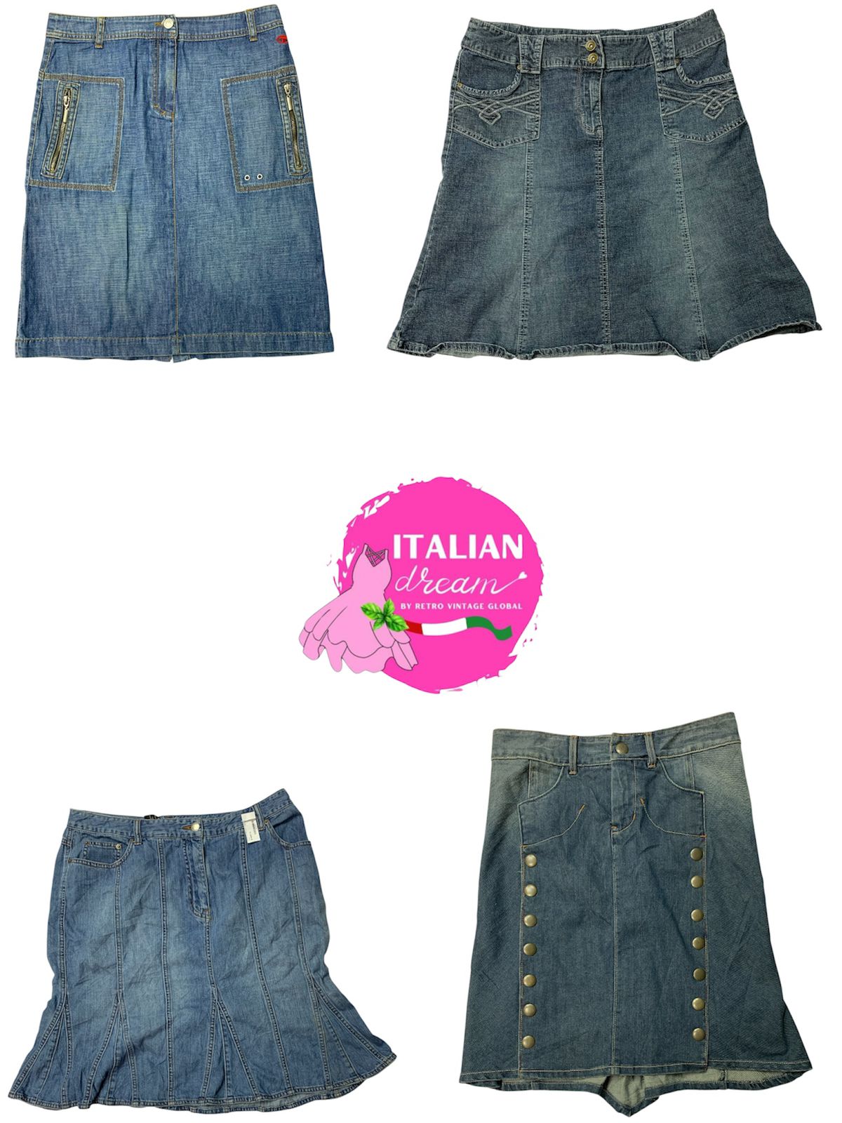 Y2k denim midi length skirts