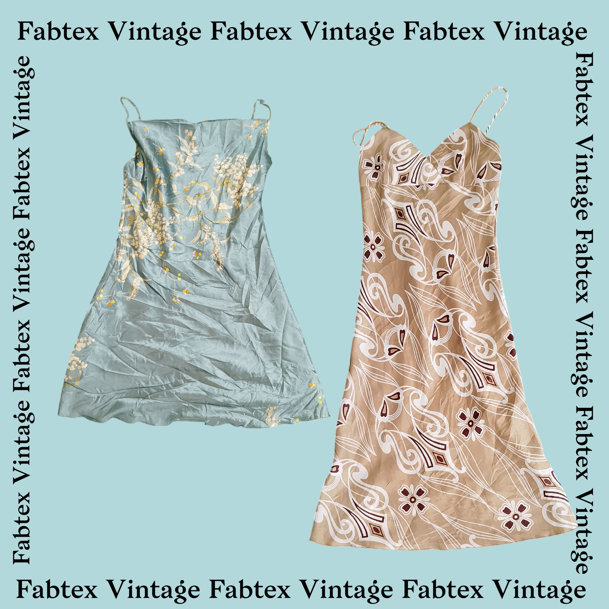 「(Fav-502) Y2K プリントシルクスリップドレス」