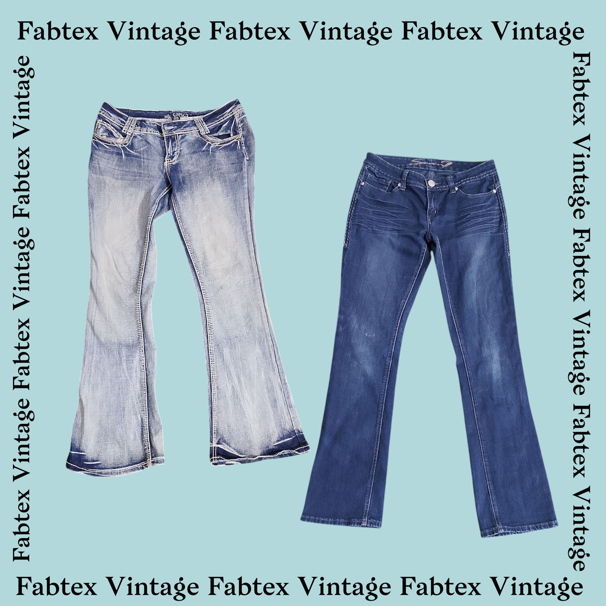 (FV-495) Y2Kフレア装飾ジーンズ