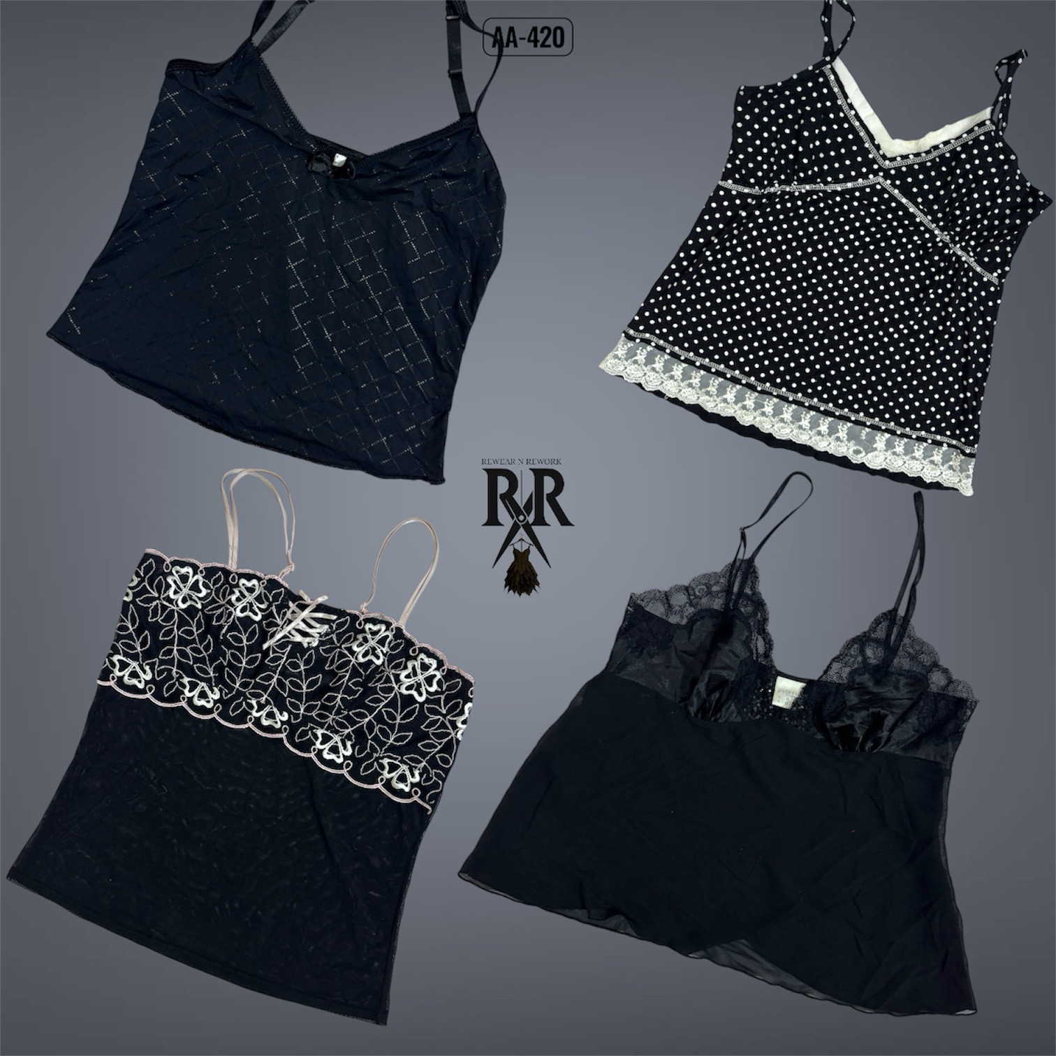 Y2Kブラックゴシックキャミトップス (AA-420)