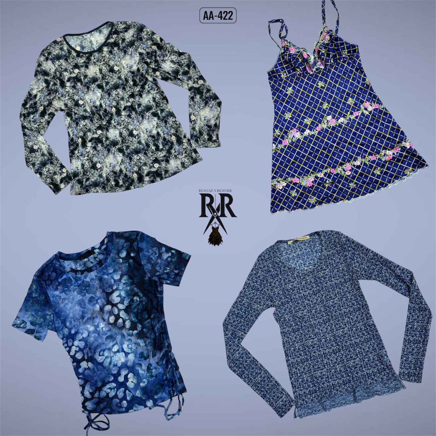 Y2Kミッドナイトブルームミックストップス（AA-422）