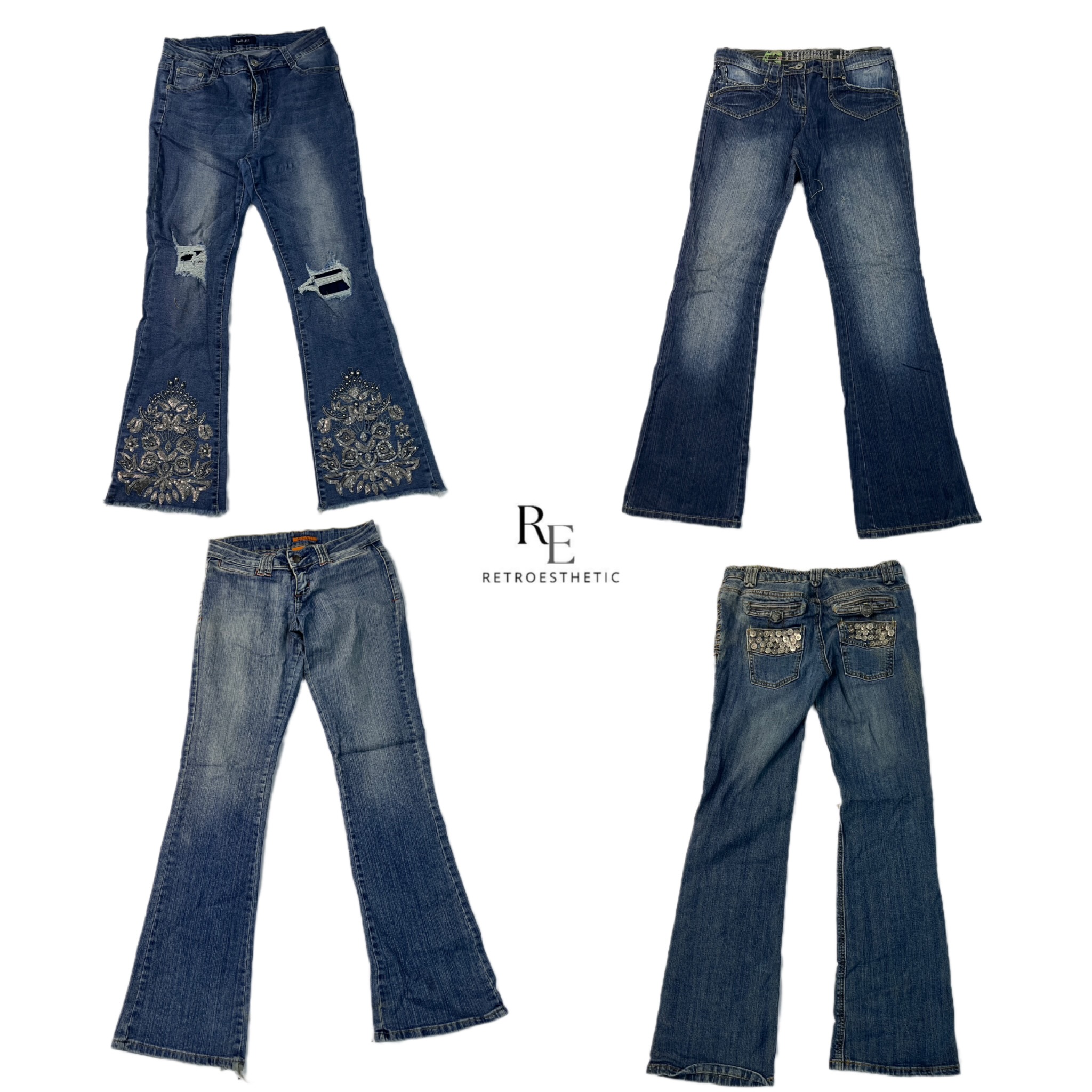 Y2K Era Cyber Girl Flared Jeans RE-2464