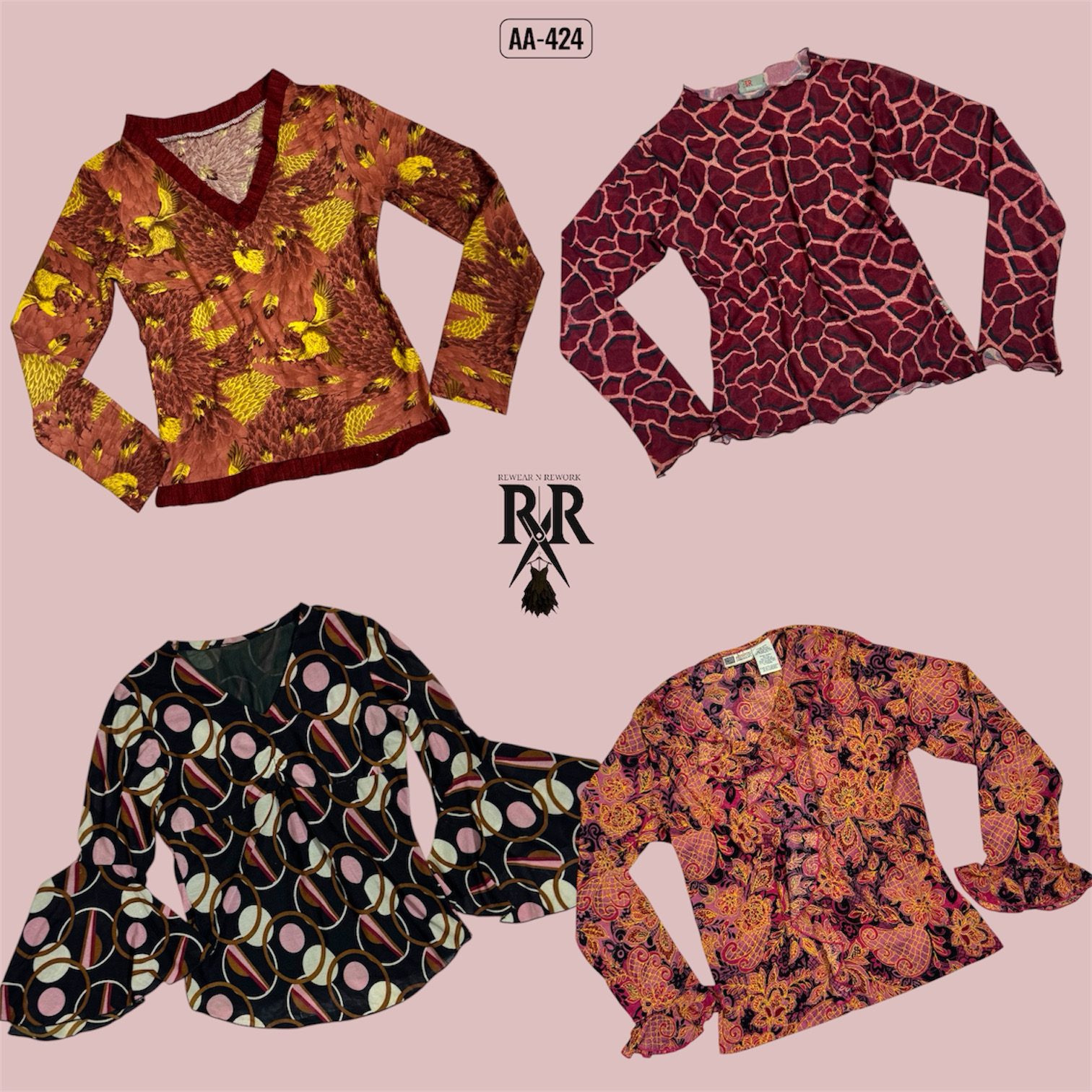 Y2Kグランジミックスフルスリーブトップス (AA-424)