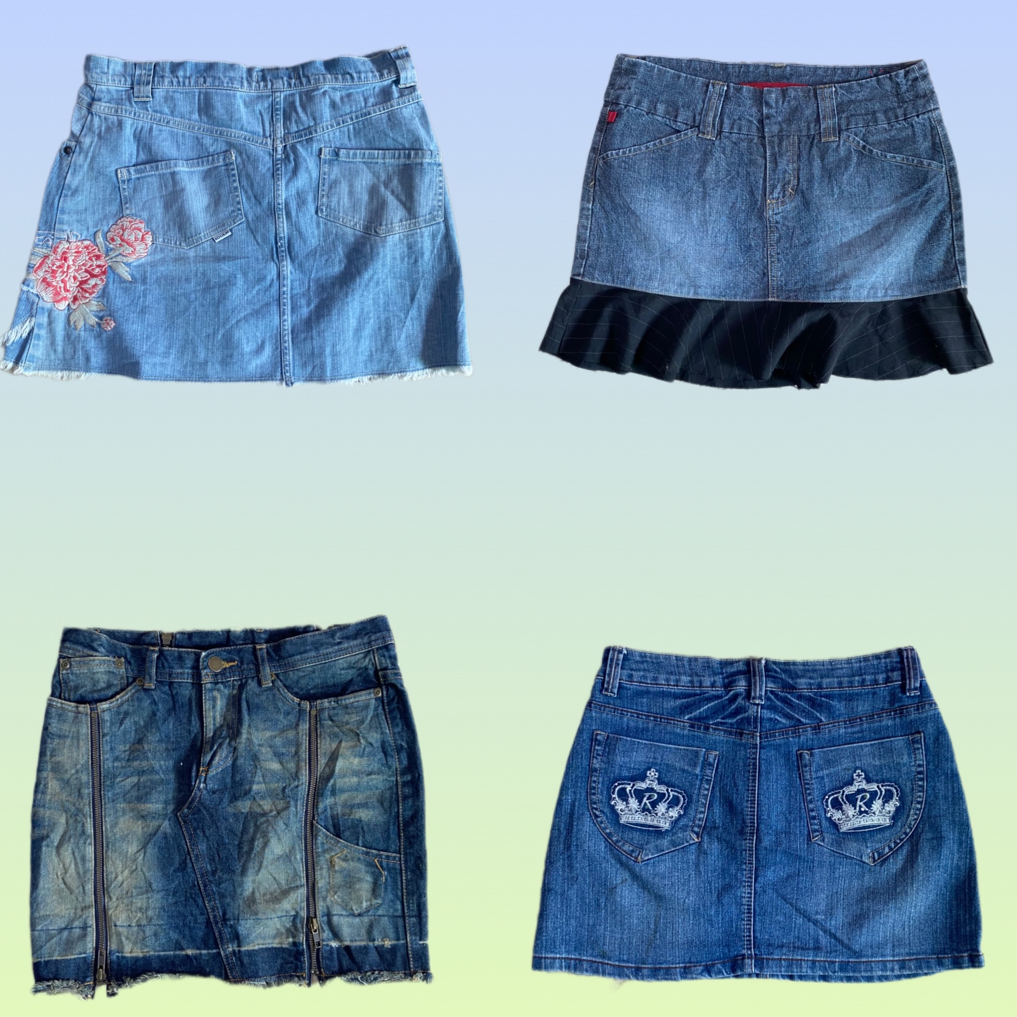 Y2K ユニーク デニム ミニスカート (TS-1491)