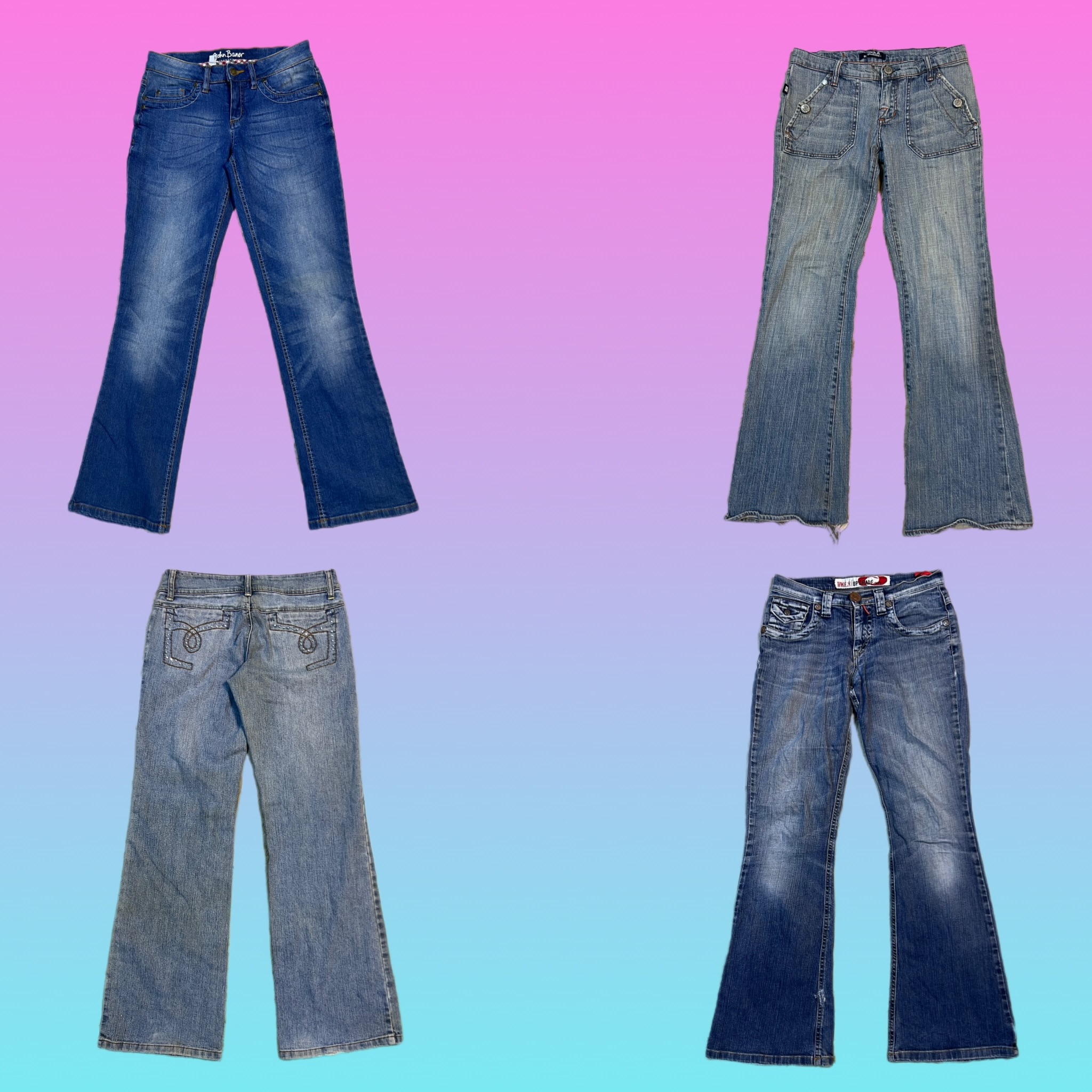 Jeans évasés en denim Y2K (TH-123)