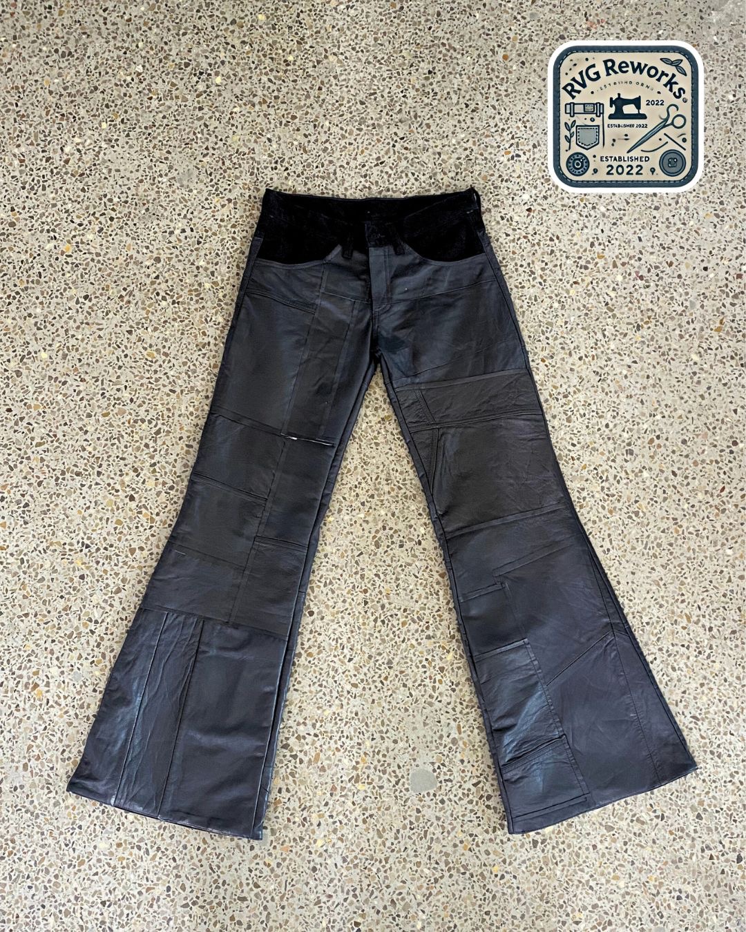 Upcycled Leather Flare Pants