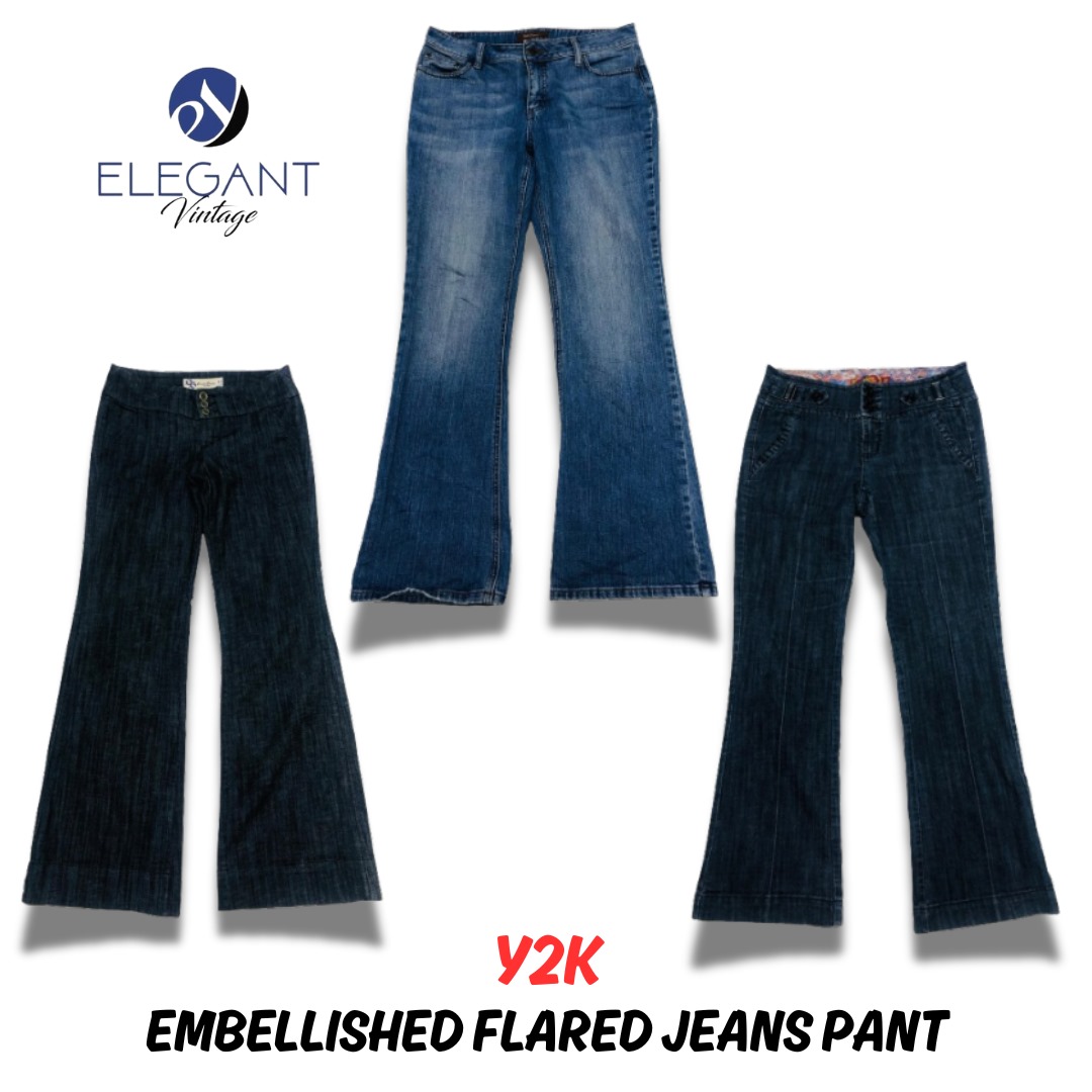 Y2K Embellished Flared Jeans Pant - EV0550