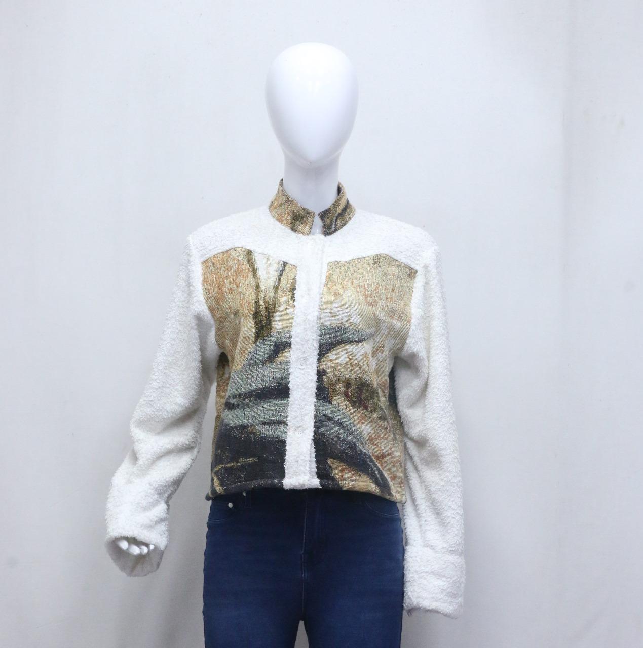CR980 Upcycled Tapestry Patch Fleece Cropped Jacke..