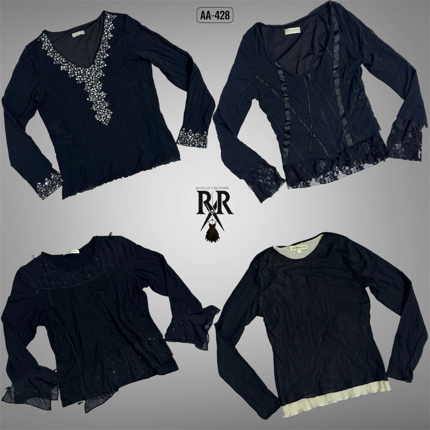 Y2K Black Gothic Full Sleeve Tops (AA-428)