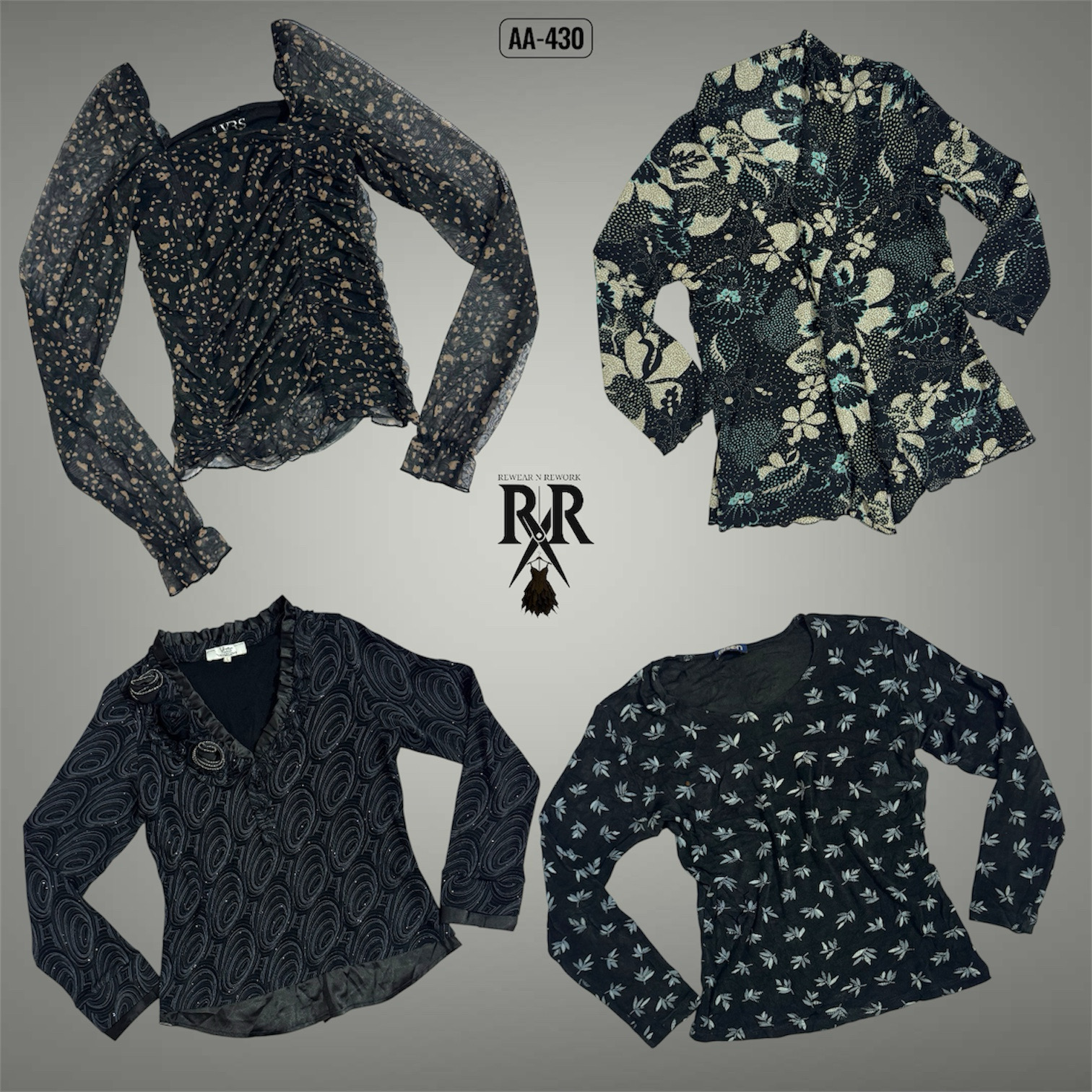 Y2K Black Rave Full Sleeve Tops (AA-430)